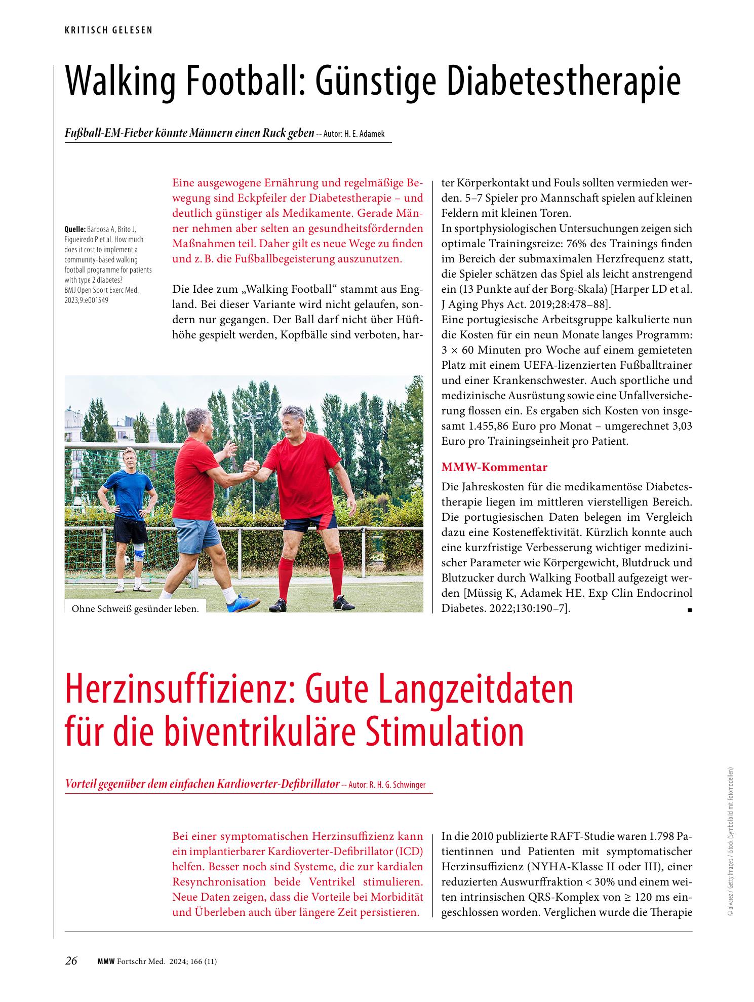 Vorschauseite 1: Walking Football: Günstige Diabetestherapie