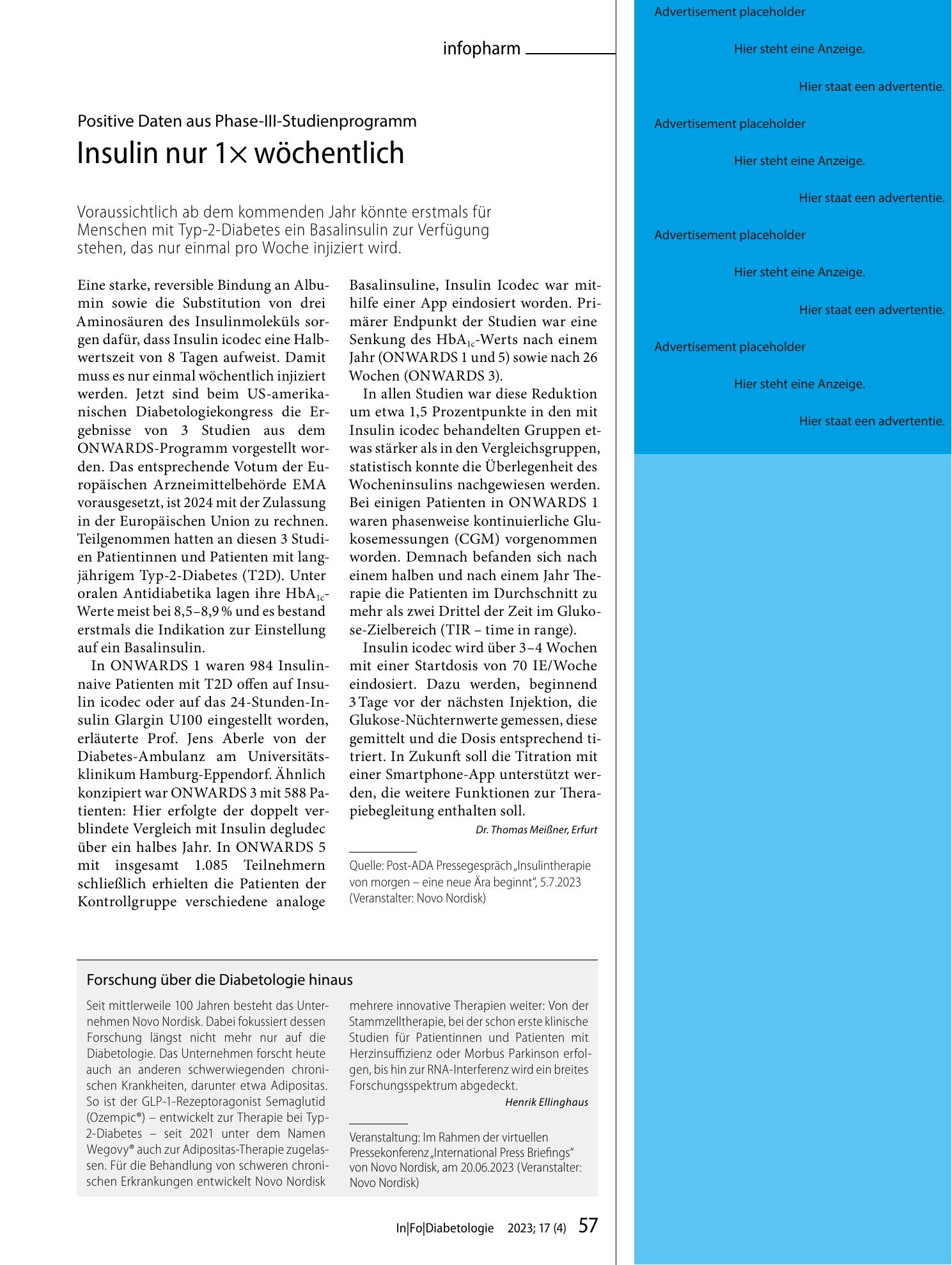 Vorschauseite 1: Forschung über die Diabetologie hinaus