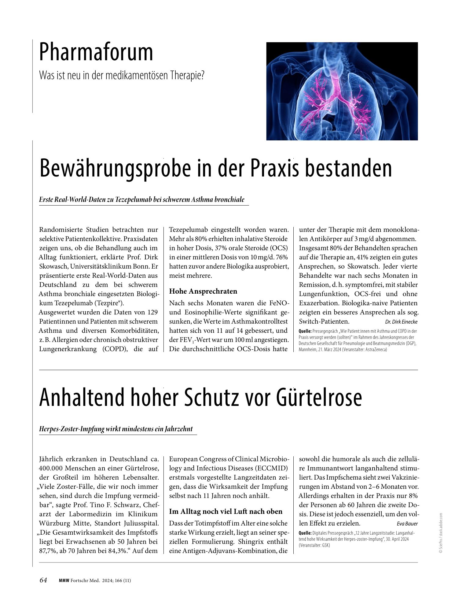 Vorschauseite 1: Anhaltend hoher Schutz vor Gürtelrose