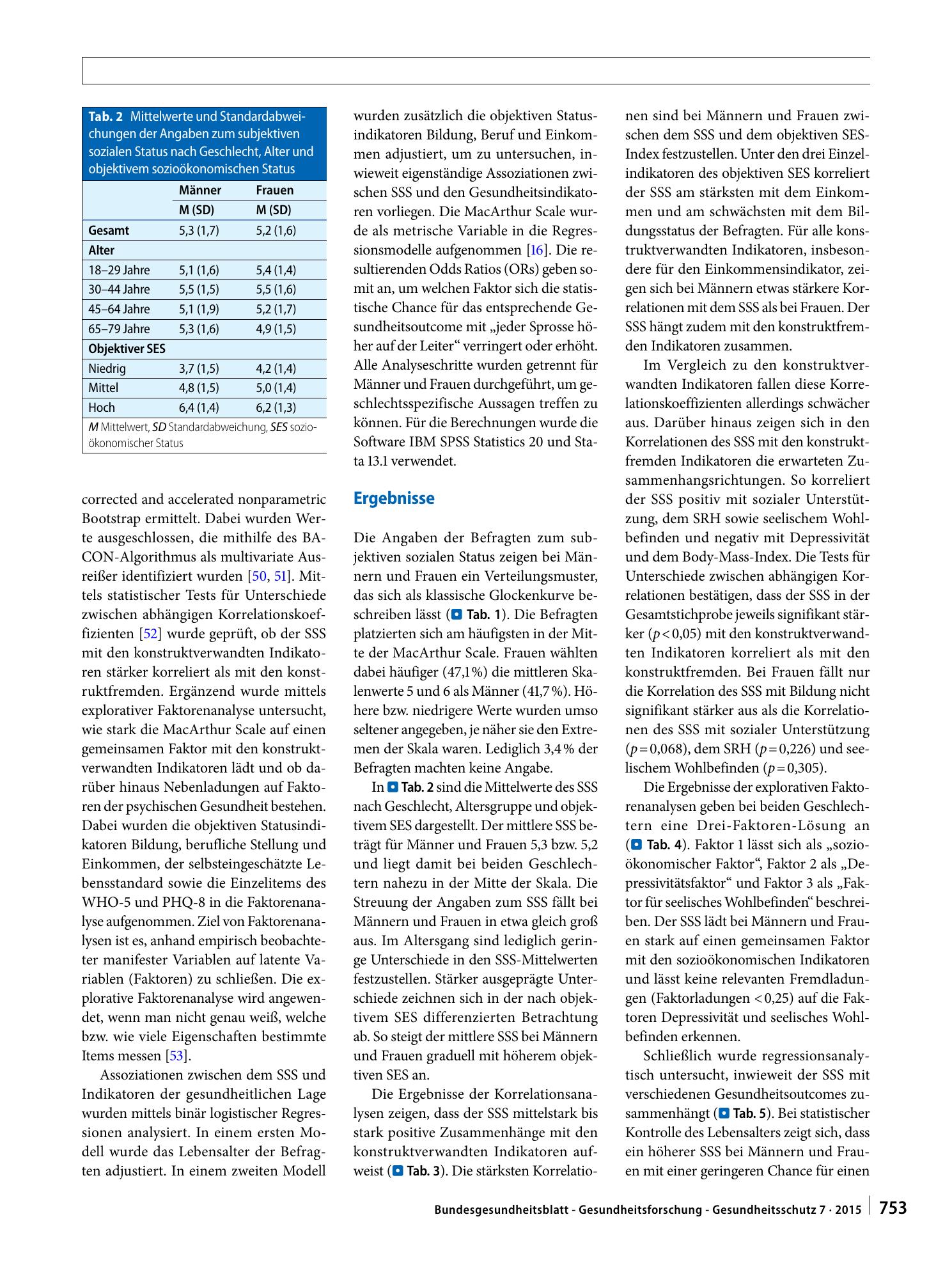 Vorschauseite 5: Messung des subjektiven sozialen Status in der Gesundheitsforschung mit einer deutschen Version der MacArthur Scale