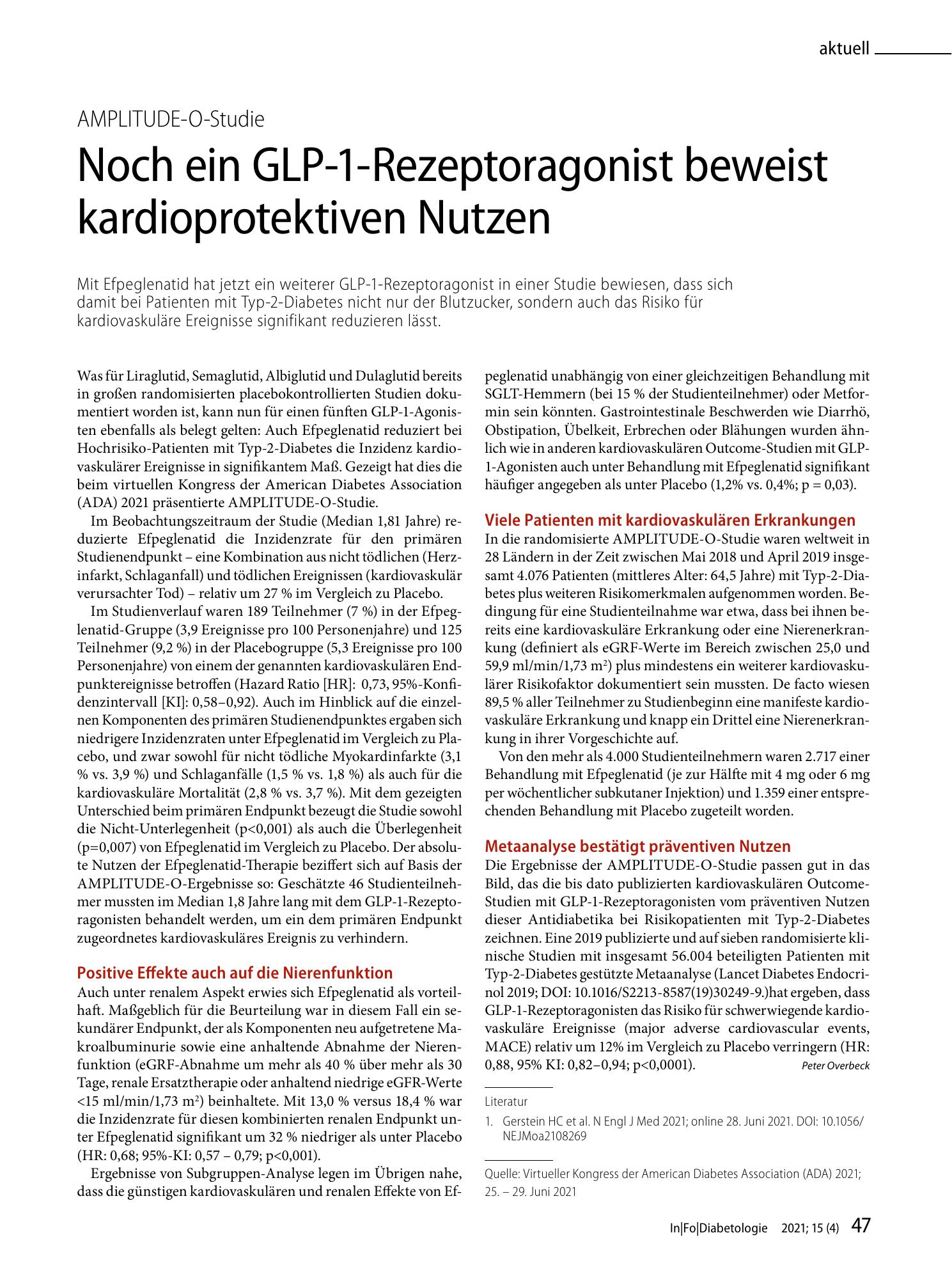 Vorschauseite 1: Noch ein GLP-1-Rezeptoragonist beweist kardioprotektiven Nutzen