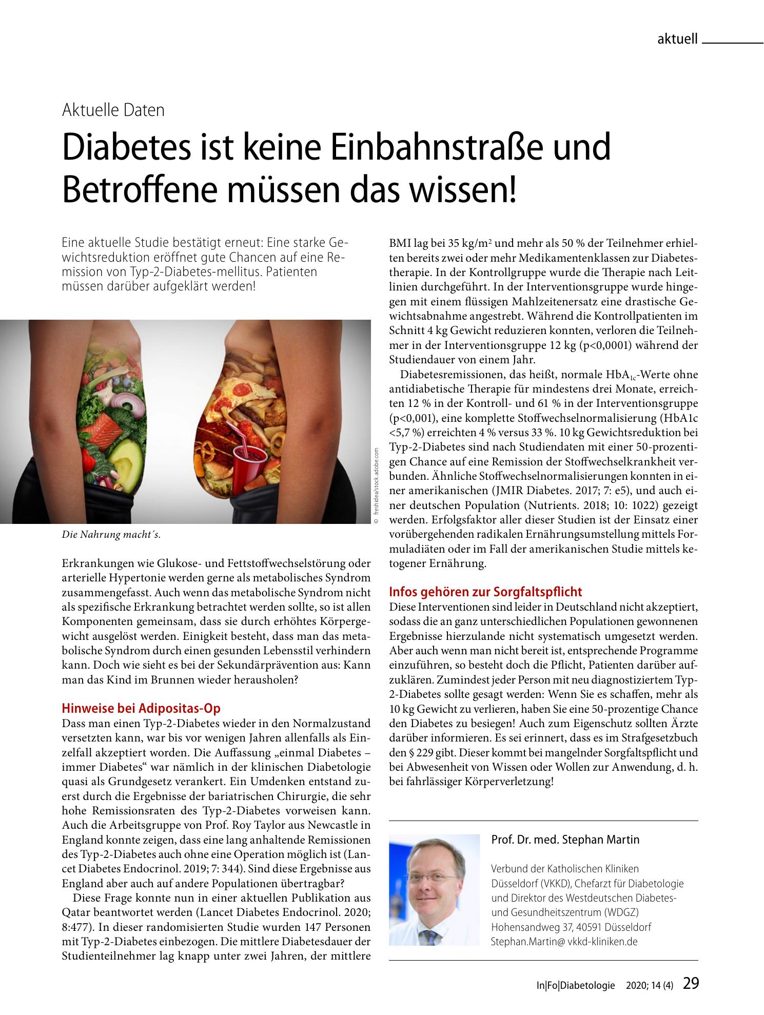 Vorschauseite 1: Diabetes ist keine Einbahnstraße und Betroffene müssen das wissen!