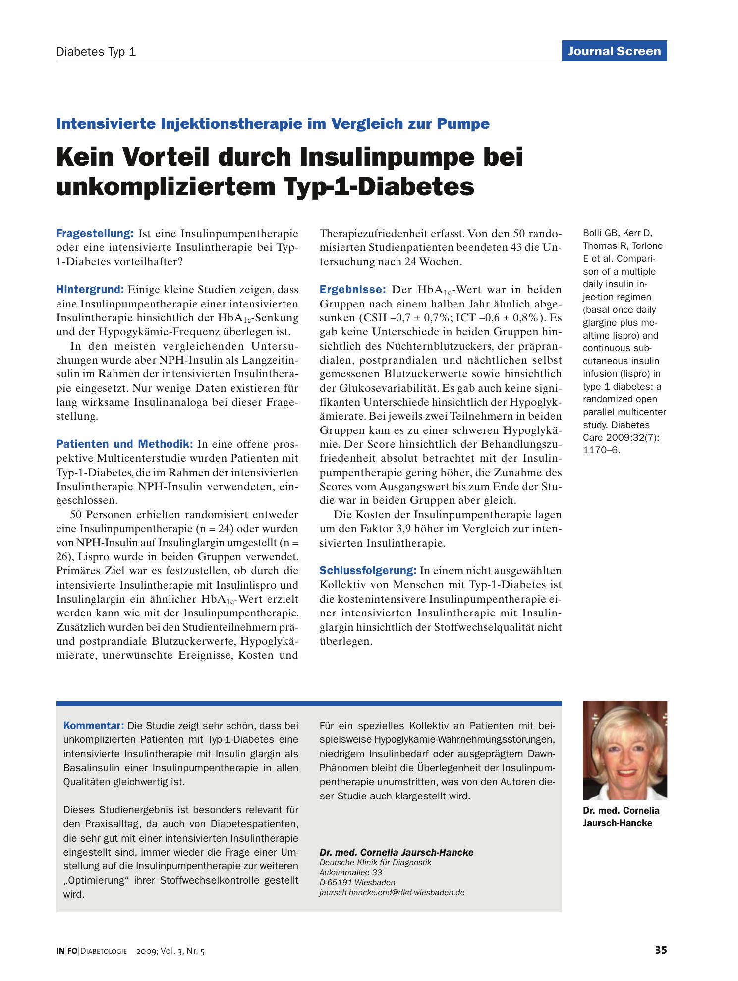 Vorschauseite 1: Kein Vorteil durch Insulinpumpe bei unkompliziertem Typ-1-Diabetes