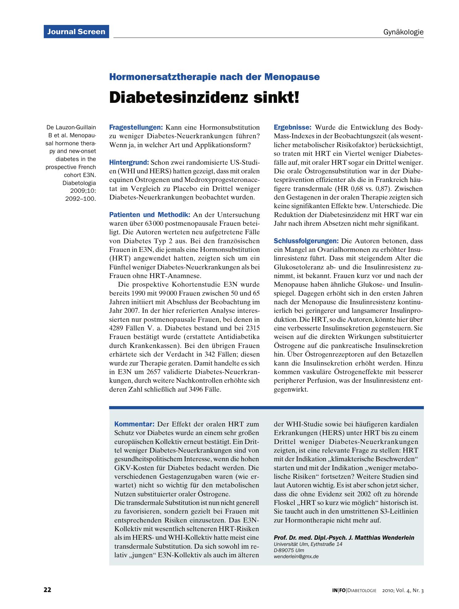 Vorschauseite 1: Diabetesinzidenz sinkt!