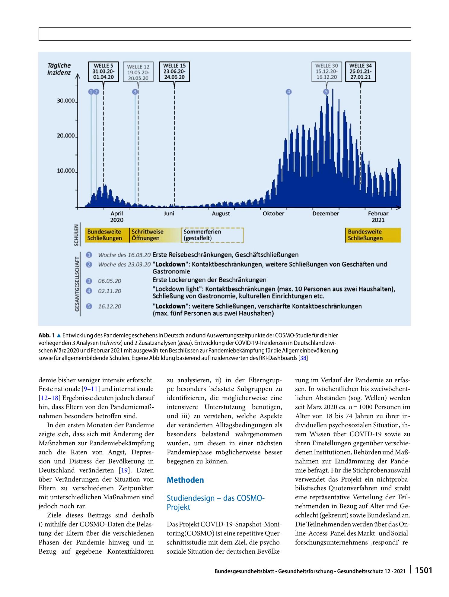 Vorschauseite 2: Belastung von Eltern mit Kindern im Schulalter während verschiedener Phasen der COVID-19-Pandemie in Deutschland: Eine Analyse der COVID-19-Snapshot-Monitoring-(COSMO‑)Daten