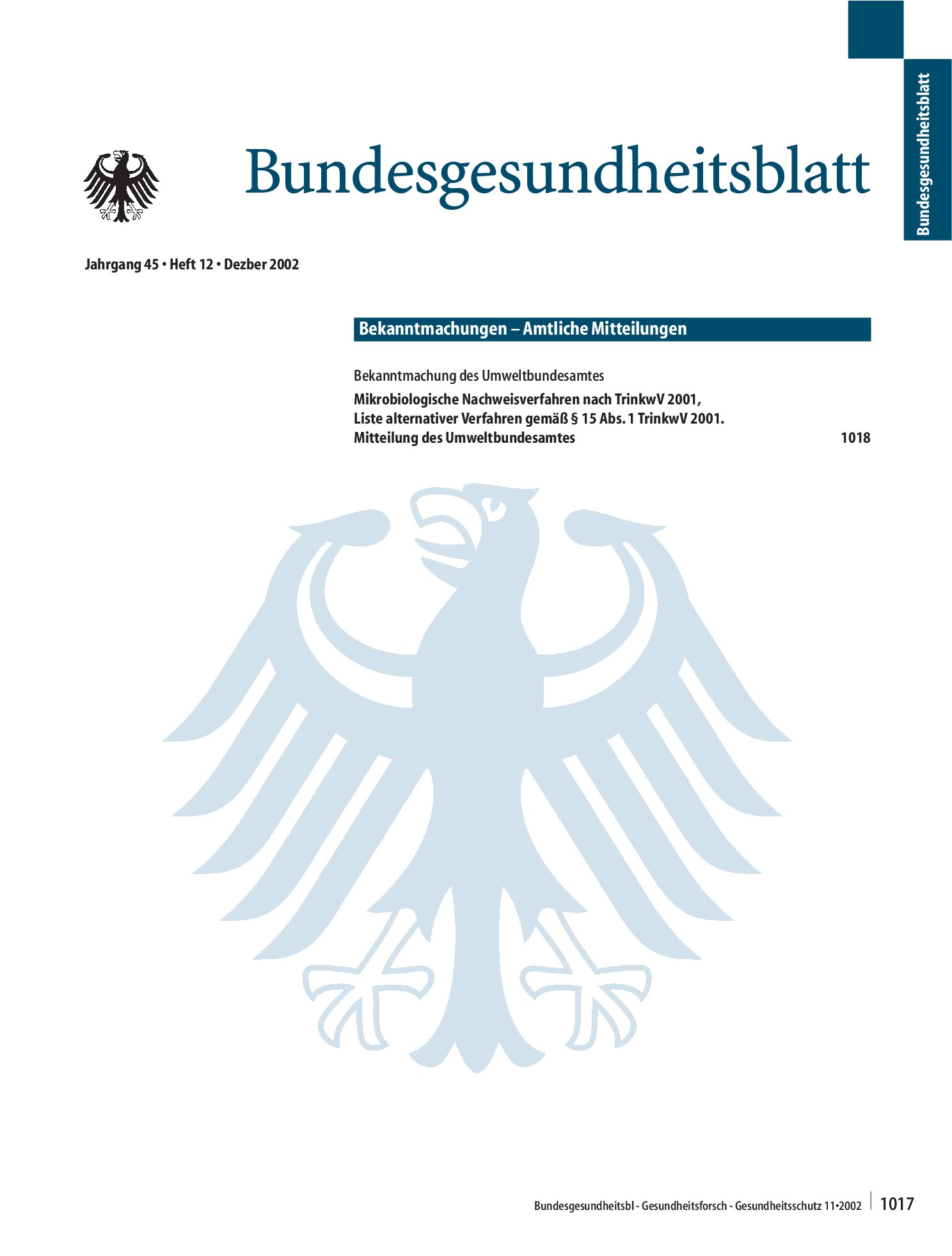 Vorschauseite 1: Bekanntmachungen – Amtliche Mitteilungen