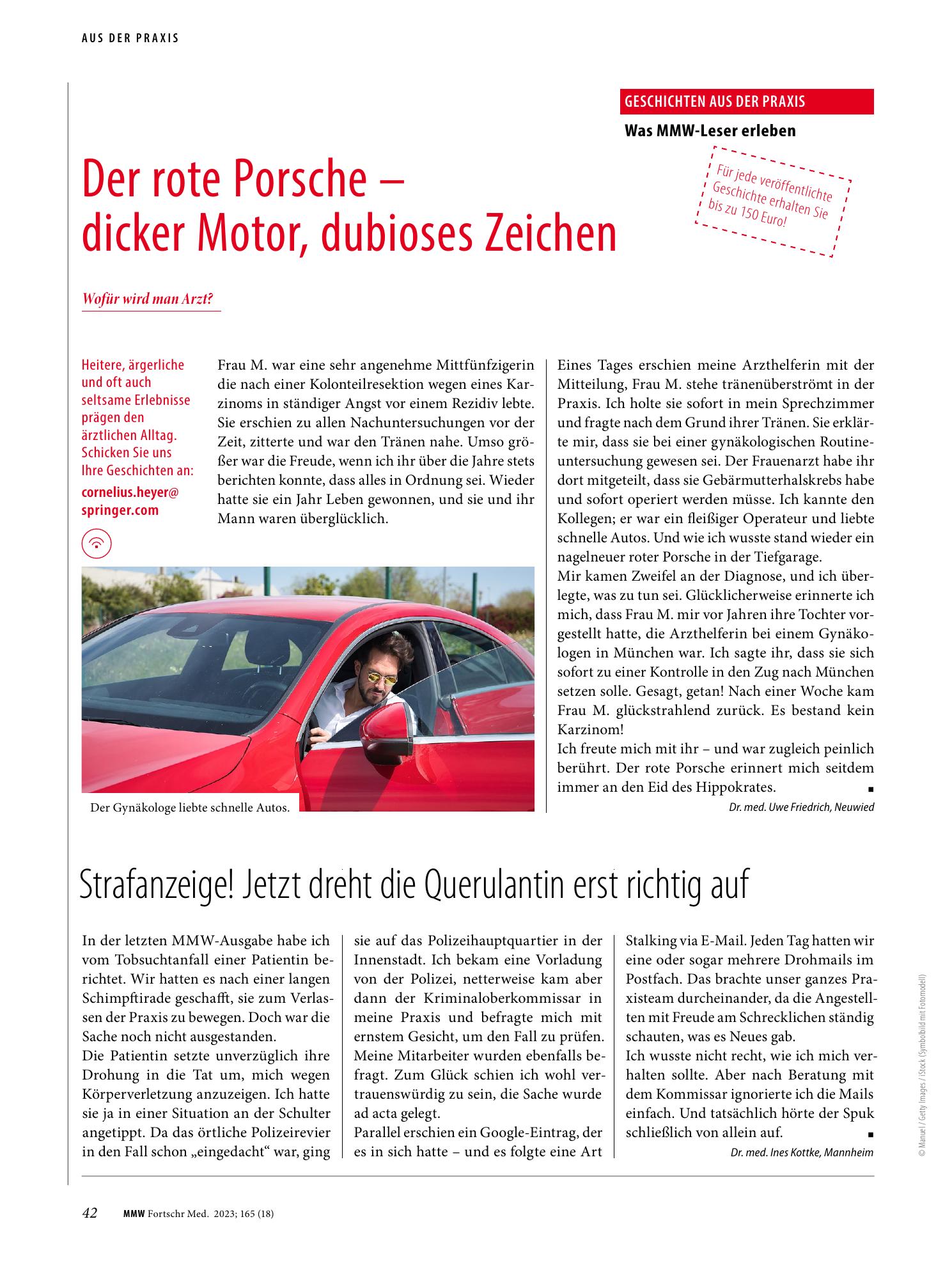 Vorschauseite 1: Der rote Porsche - dicker Motor, dubioses Zeichen