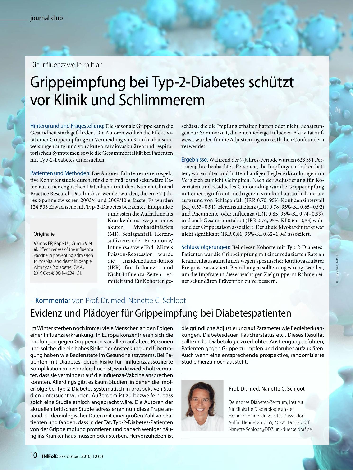 Vorschauseite 1: Grippeimpfung bei Typ-2-Diabetes schützt vor Klinik und Schlimmerem