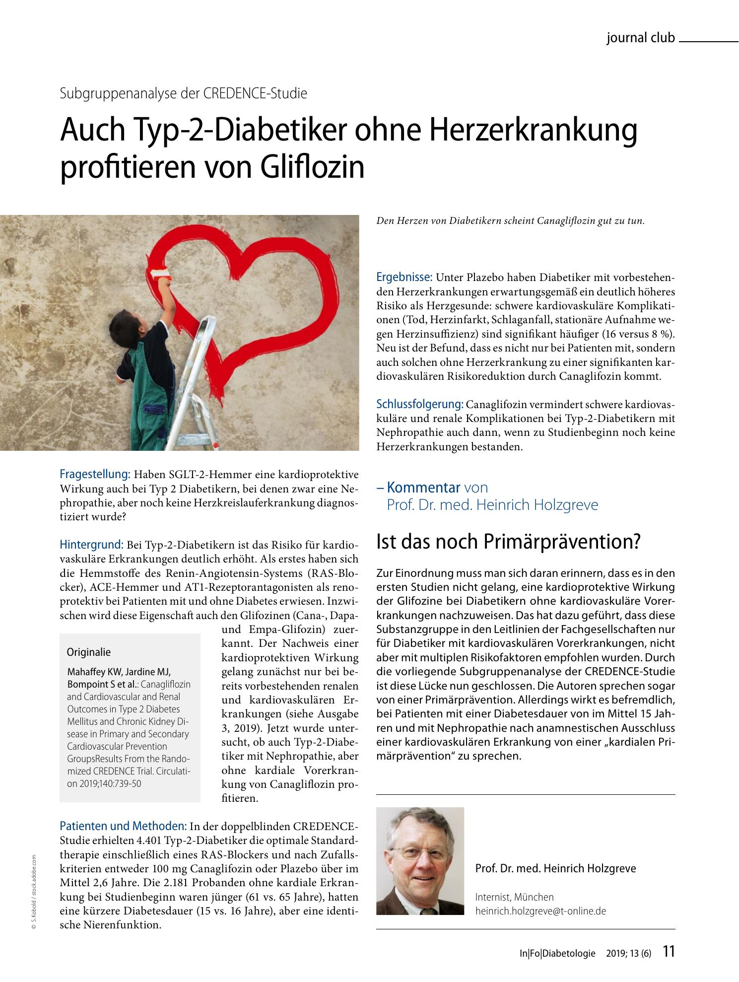 Vorschauseite 1: Auch Typ-2-Diabetiker ohne Herzerkrankung profitieren von Gliflozin