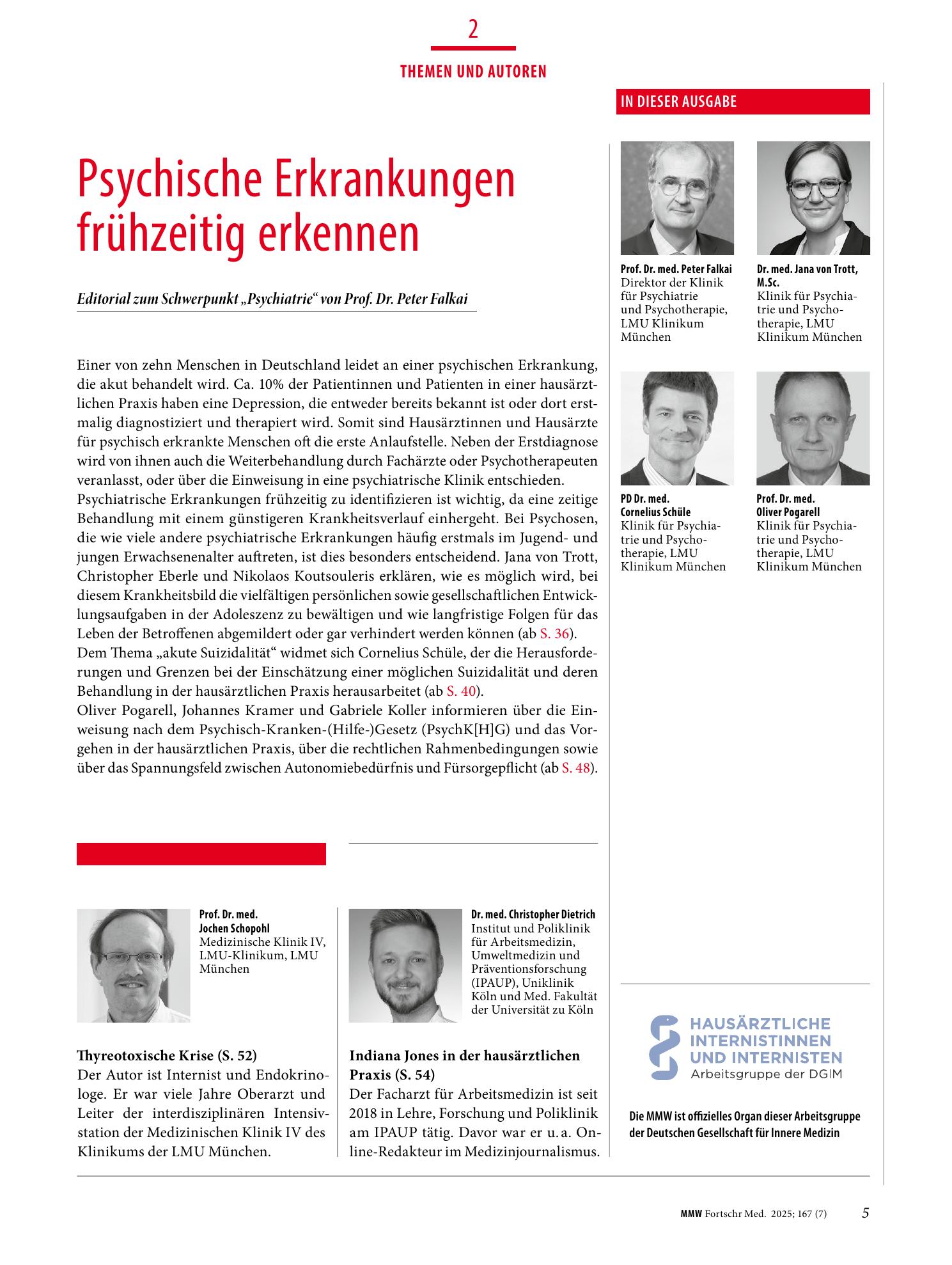 Vorschauseite 1: Psychische Erkrankungen frühzeitig erkennen
