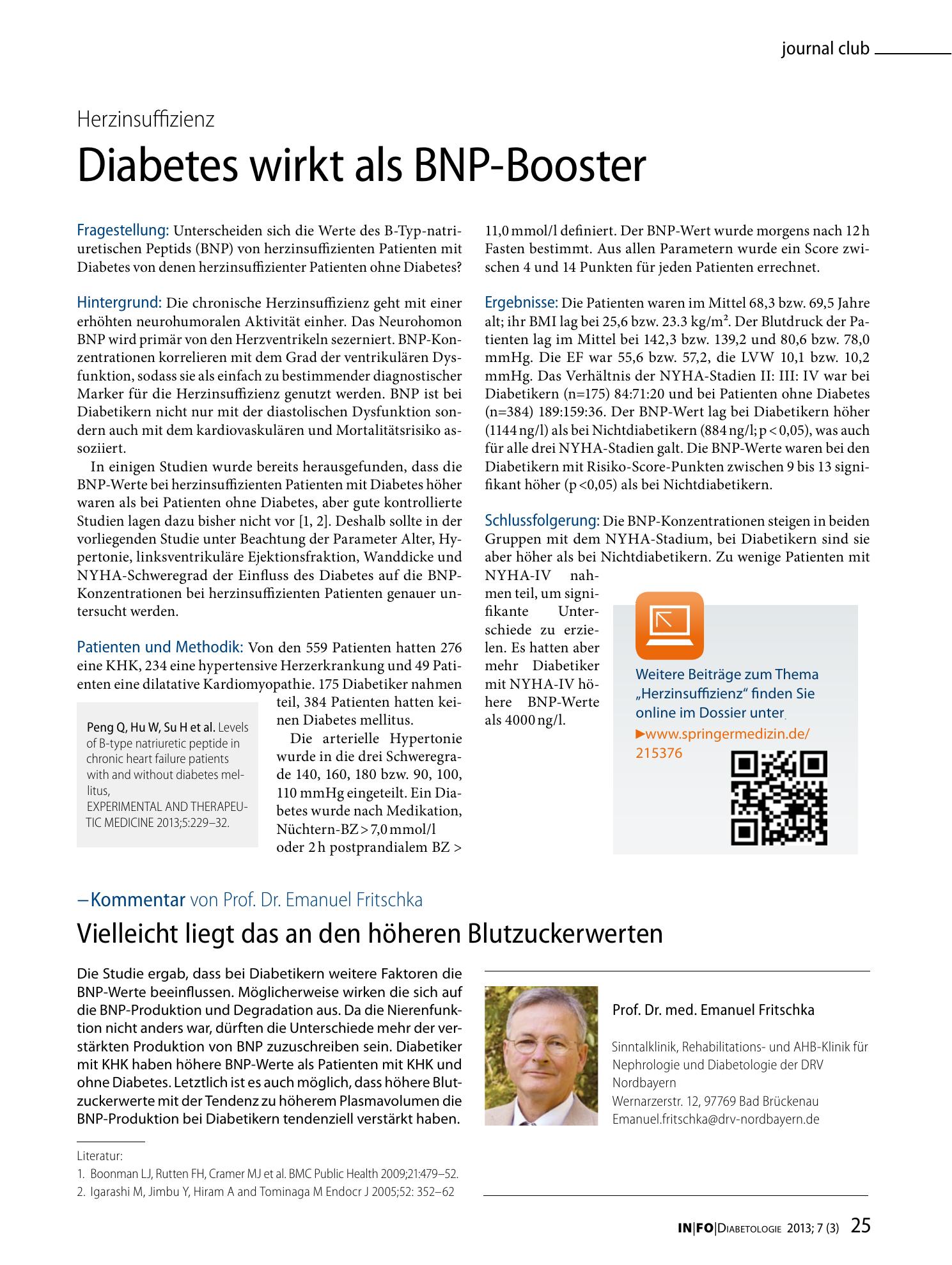 Vorschauseite 1: Diabetes wirkt als BNP-Booster