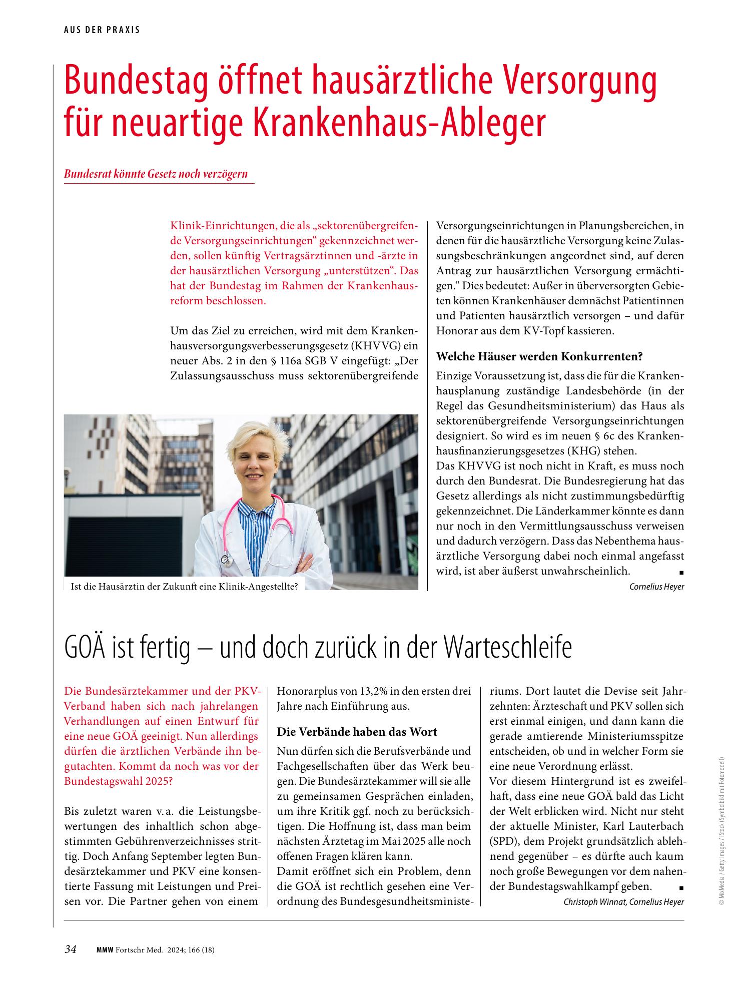 Vorschauseite 1: GOÄ ist fertig - und doch zurück in der Warteschleife