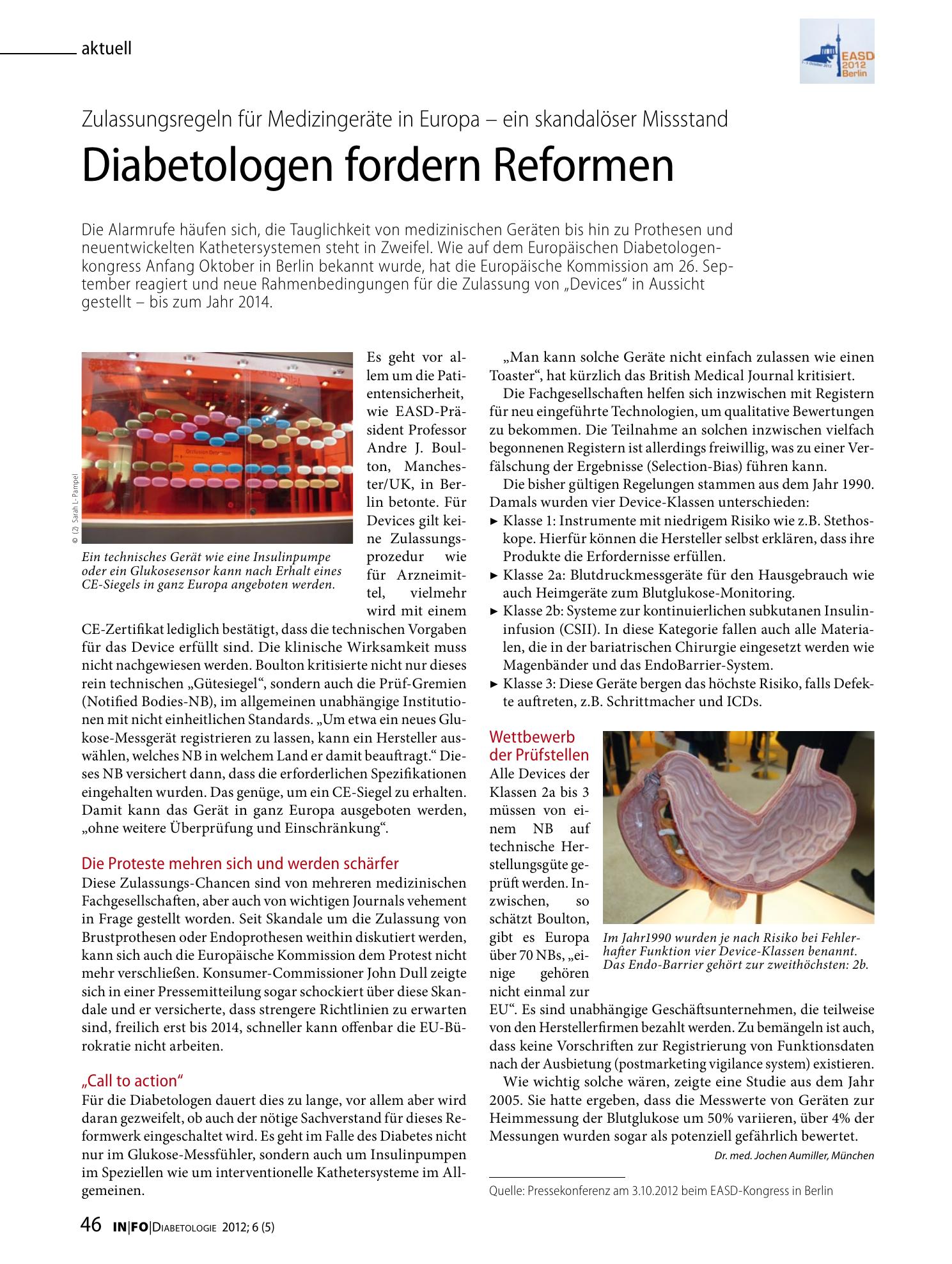 Vorschauseite 1: Diabetologen fordern Reformen