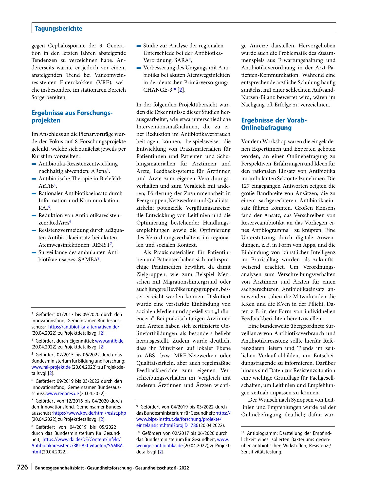 Vorschauseite 2: Strategien zum rationalen Antibiotikaeinsatz im ambulanten Sektor – Ergebnisse eines Workshops mit wichtigen Akteuren des Gesundheitswesens