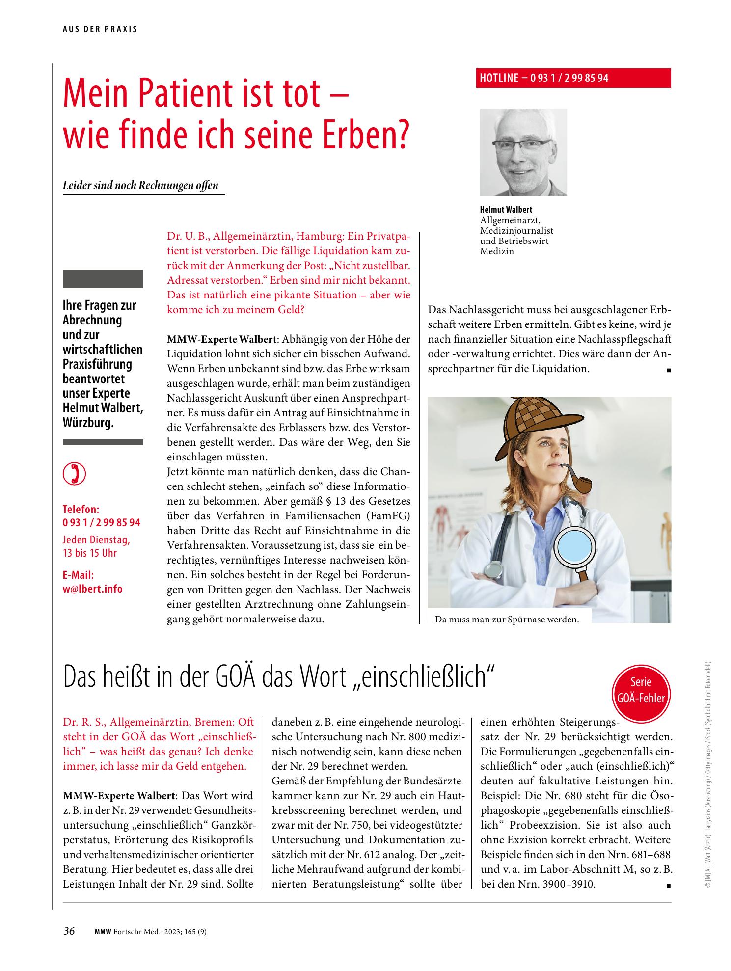 Vorschauseite 1: Das heißt in der GOÄ das Wort