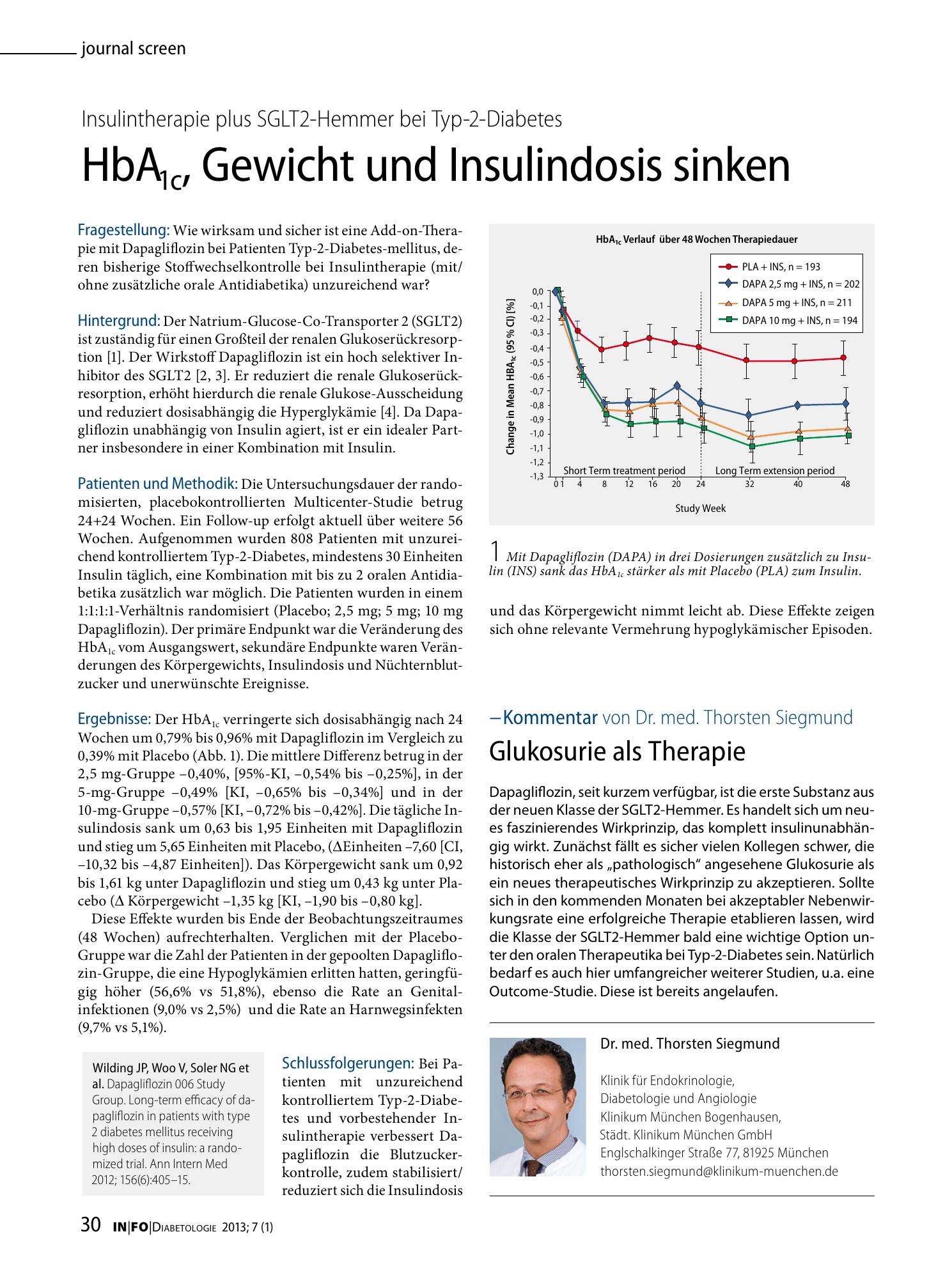 Vorschauseite 1: HbA1c, Gewicht und Insulindosis sinken