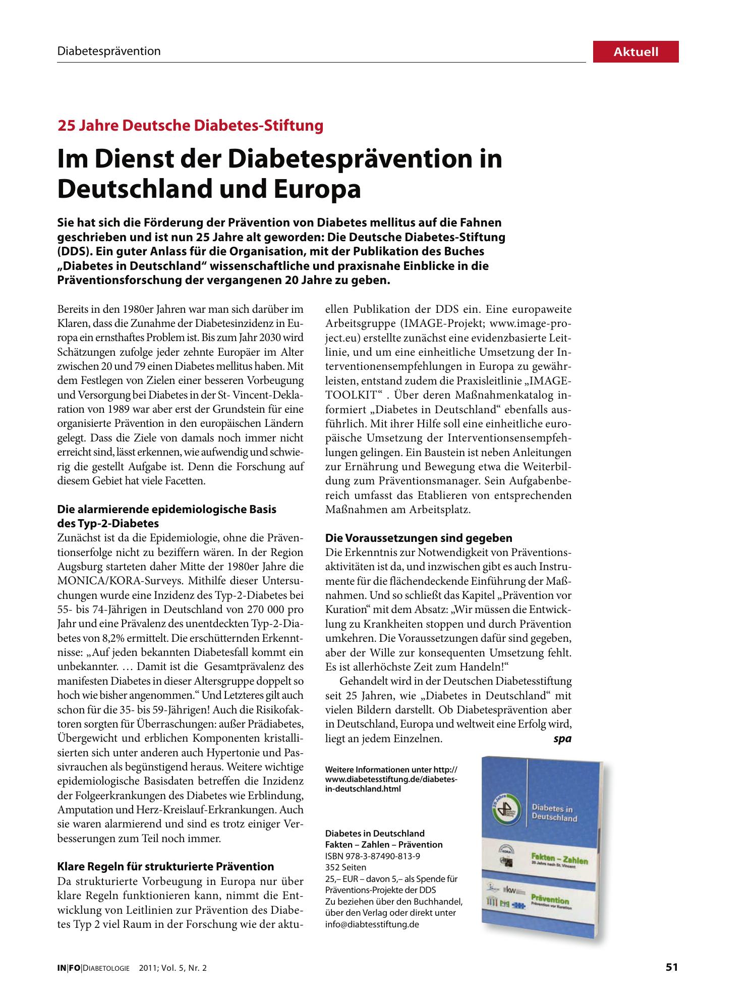 Vorschauseite 1: Im Dienst der Diabetesprävention in Deutschland und Europa