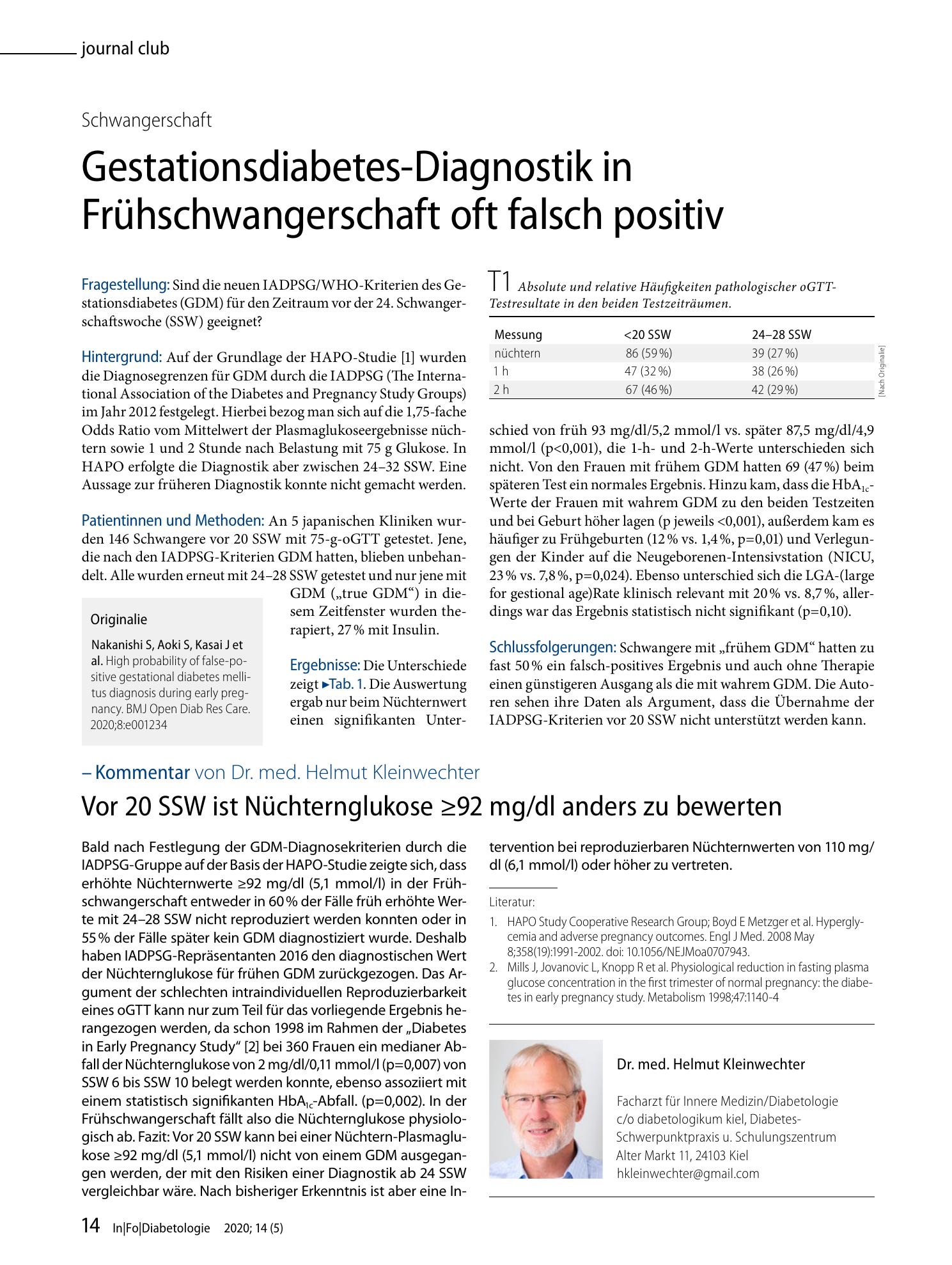 Vorschauseite 1: Gestationsdiabetes-Diagnostik in Frühschwangerschaft oft falsch positiv