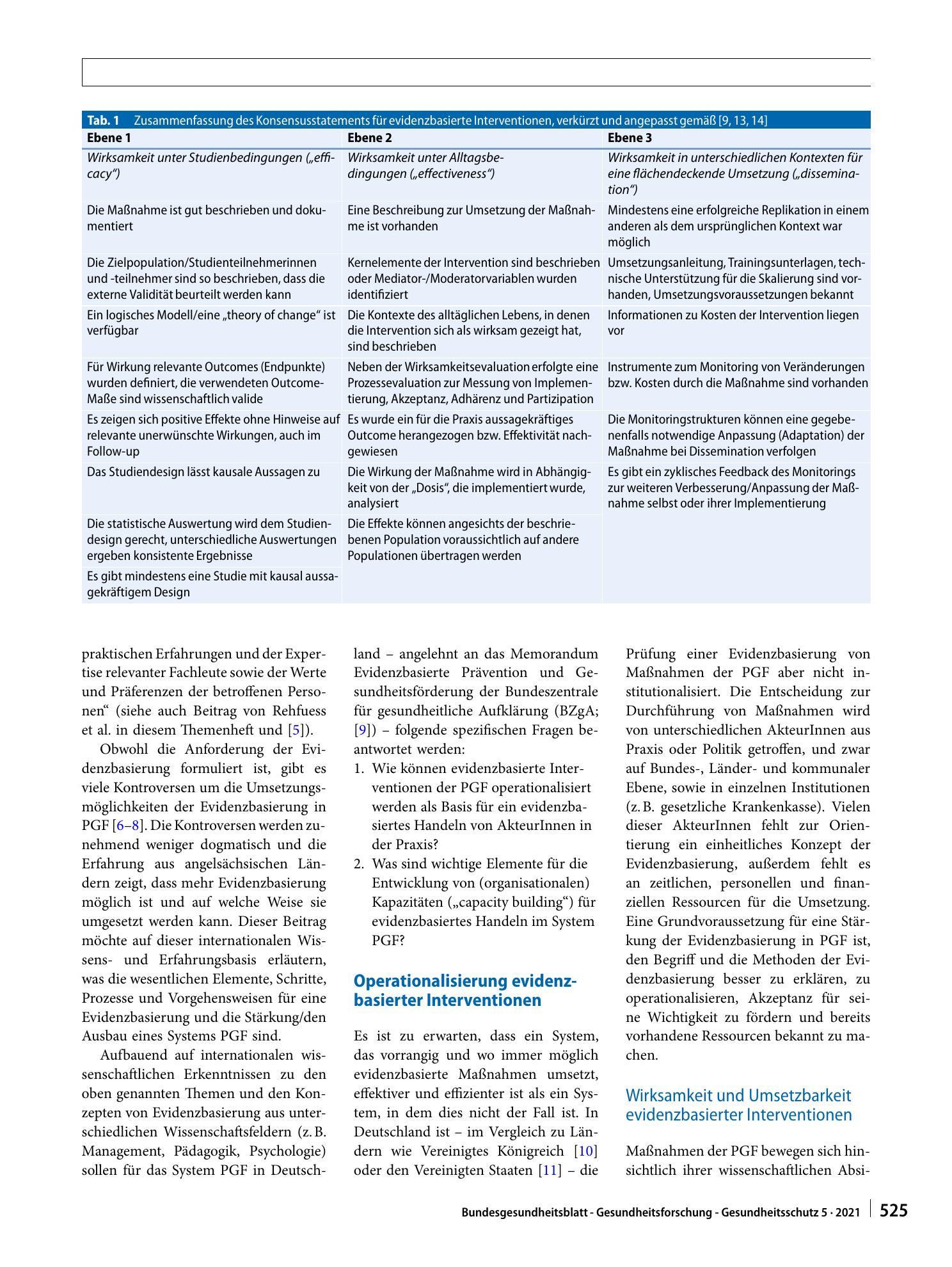 Vorschauseite 2: Mehr Evidenzbasierung in Prävention und Gesundheitsförderung: Kriterien für evidenzbasierte Maßnahmen und notwendige organisationale Rahmenbedingungen und Kapazitäten