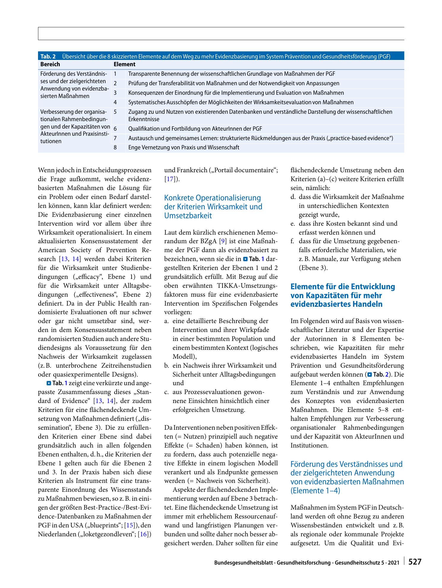 Vorschauseite 4: Mehr Evidenzbasierung in Prävention und Gesundheitsförderung: Kriterien für evidenzbasierte Maßnahmen und notwendige organisationale Rahmenbedingungen und Kapazitäten