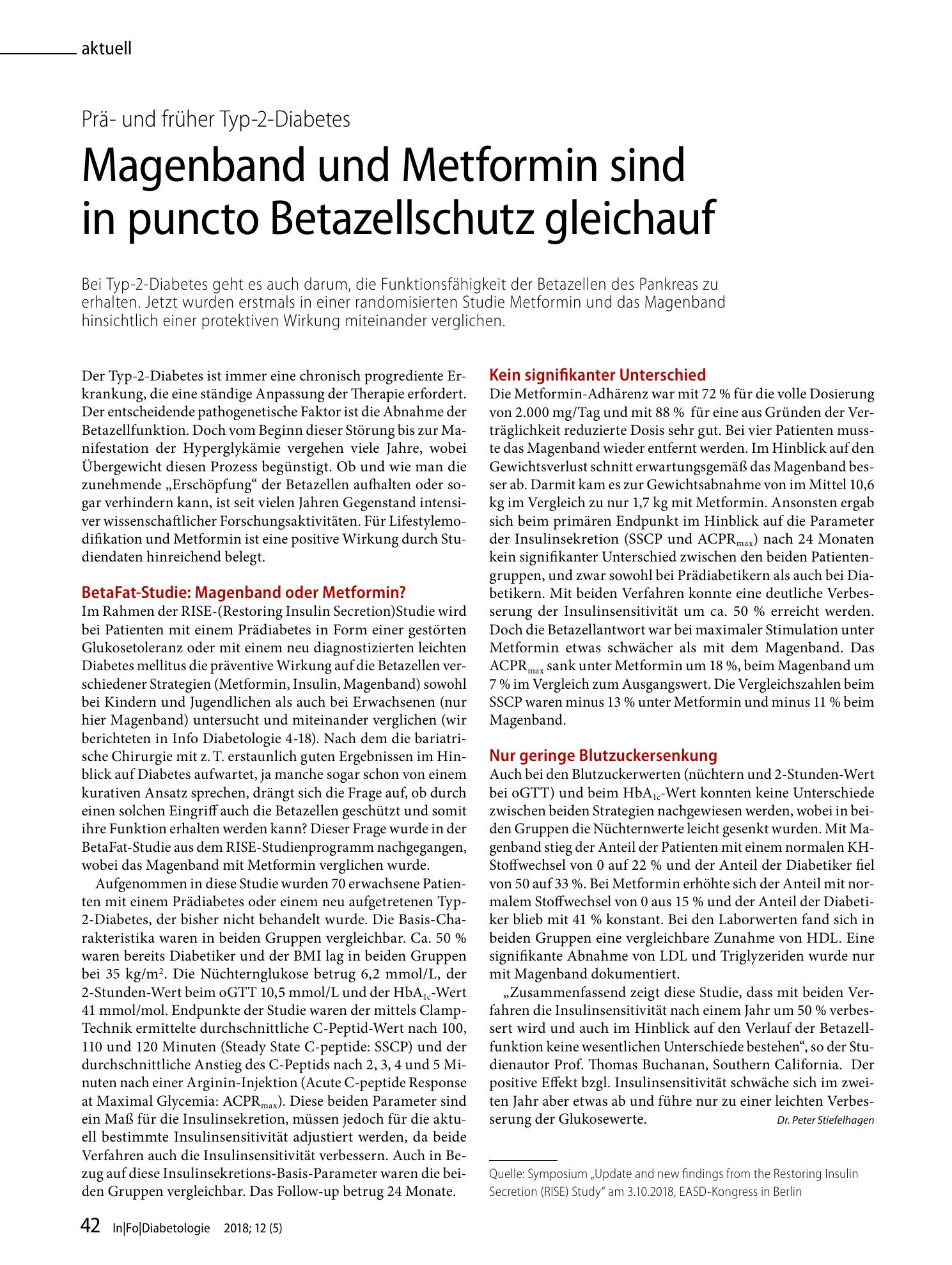 Vorschauseite 1: Magenband und Metformin sind in puncto Betazellschutz gleichauf