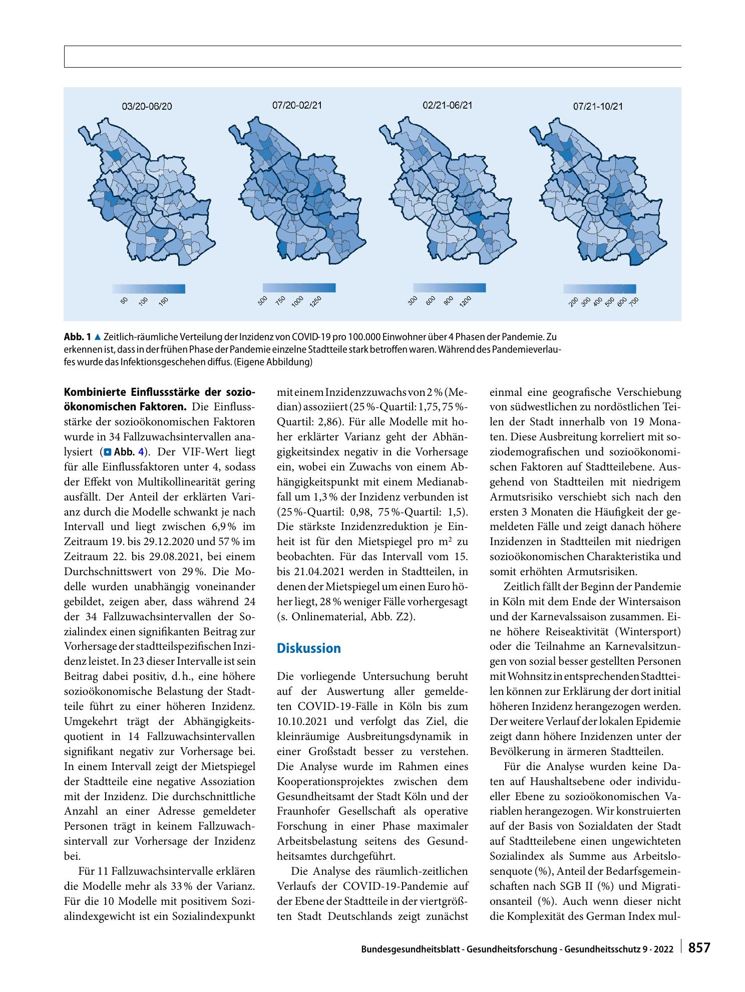 Vorschauseite 5: Die zeitlich-räumliche Verteilung von COVID-19 in Köln und beeinflussende soziale Faktoren im Zeitraum Februar 2020 bis Oktober 2021
