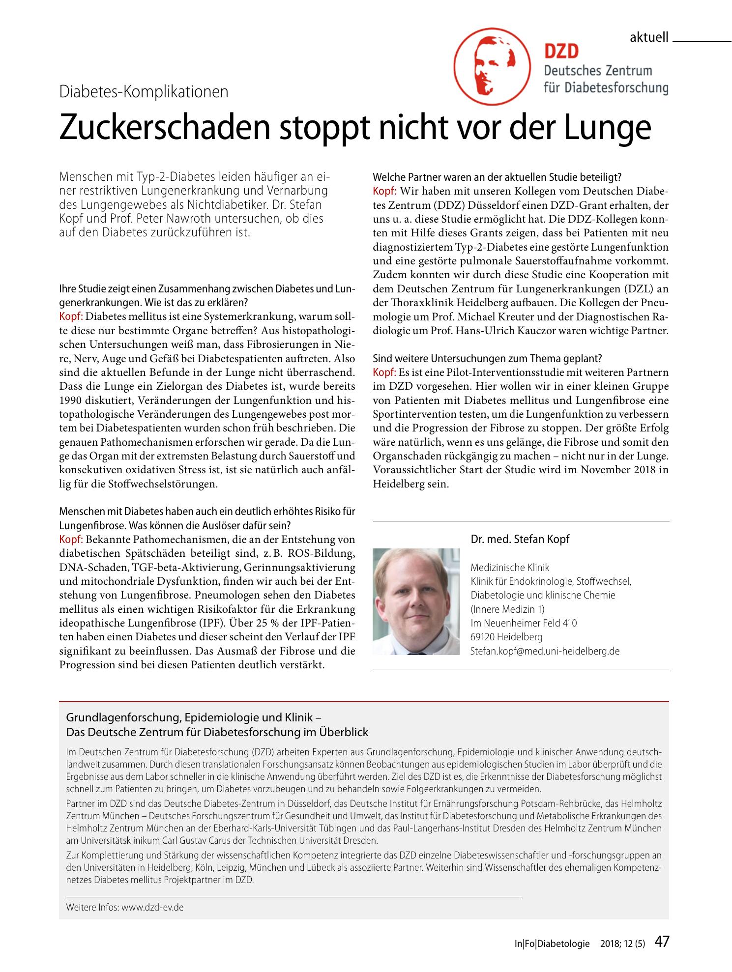 Vorschauseite 1: Zuckerschaden stoppt nicht vor der Lunge