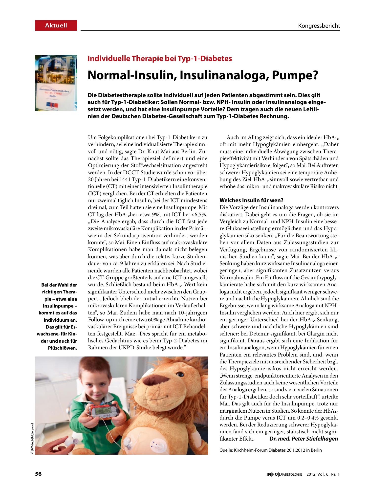 Vorschauseite 1: Normal-Insulin, Insulinanaloga, Pumpe?