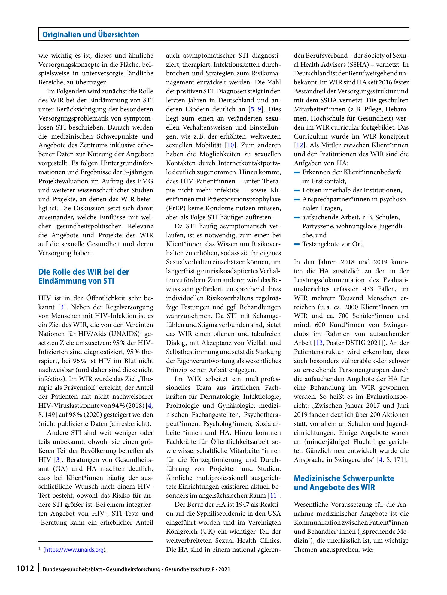 Vorschauseite 2: Sexuelle Gesundheit und Medizin im WIR – Walk In Ruhr: Vorstellung des Zentrums und Ergebnisse der Evaluation