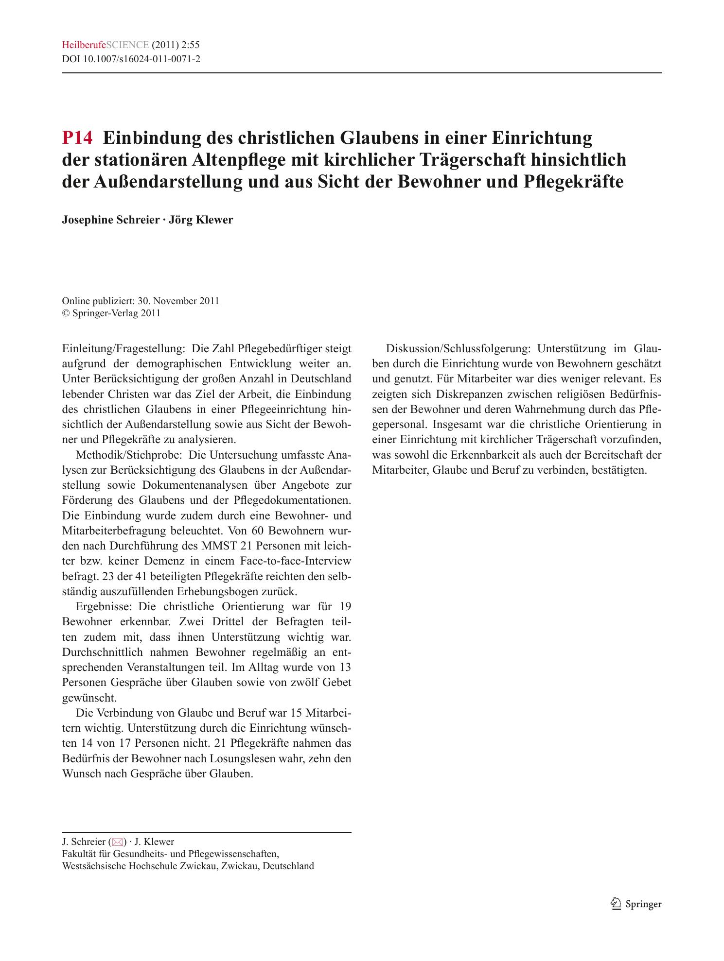 Vorschauseite 1: P14 Einbindung des christlichen Gaubens