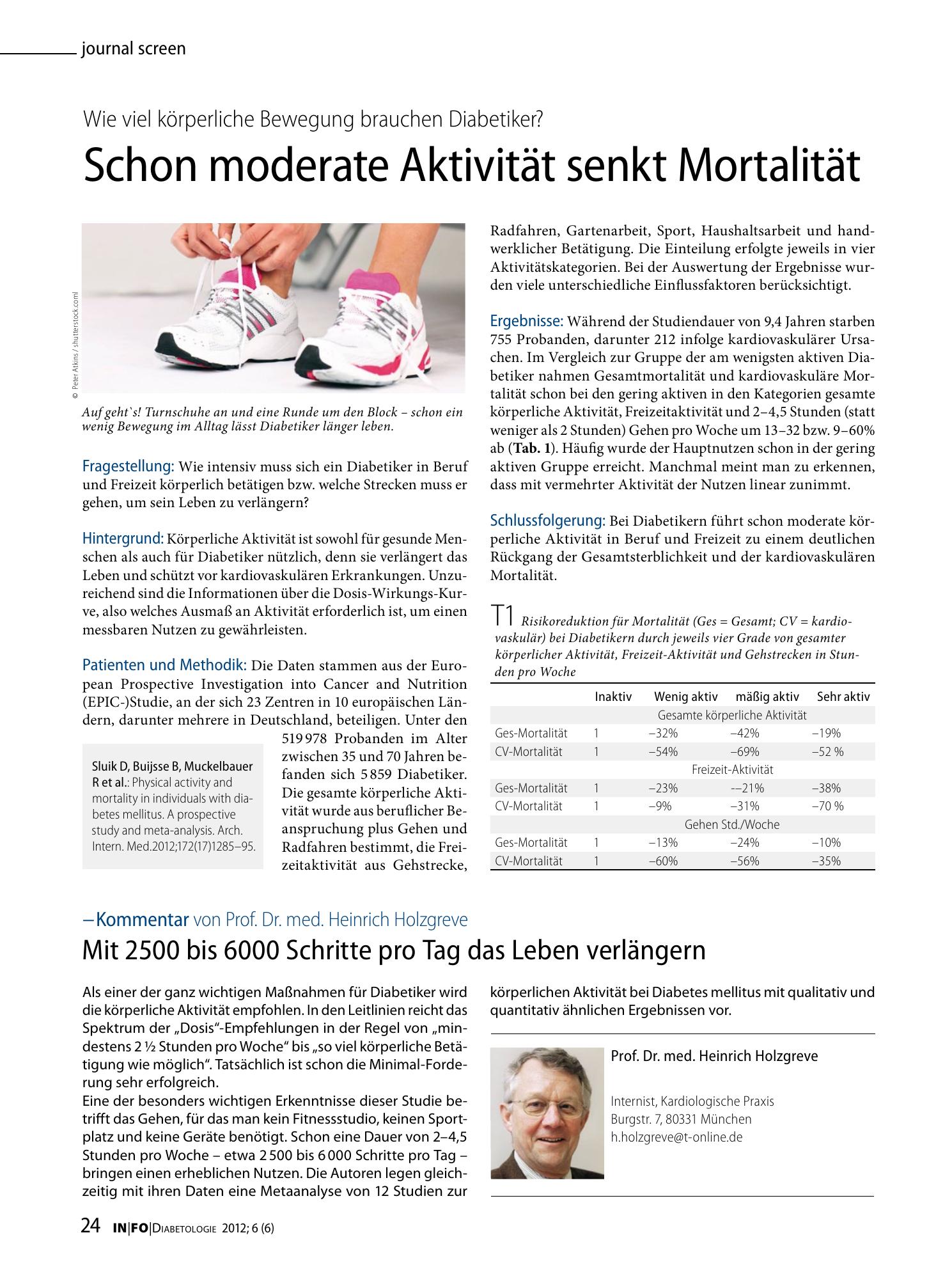 Vorschauseite 1: Schon moderate Aktivität senkt Mortalität