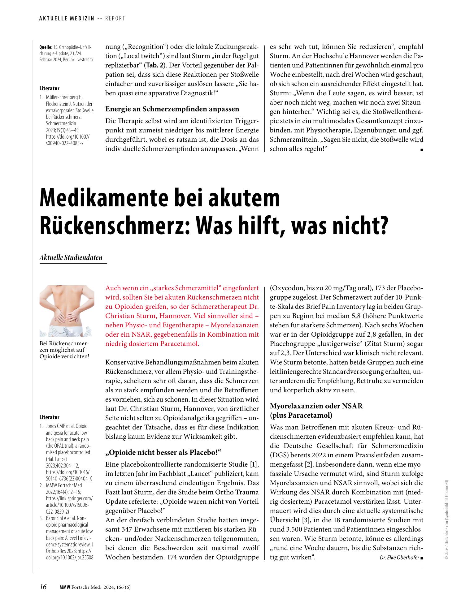 Vorschauseite 1: Medikamente bei akutem Rückenschmerz: Was hilft, was nicht?