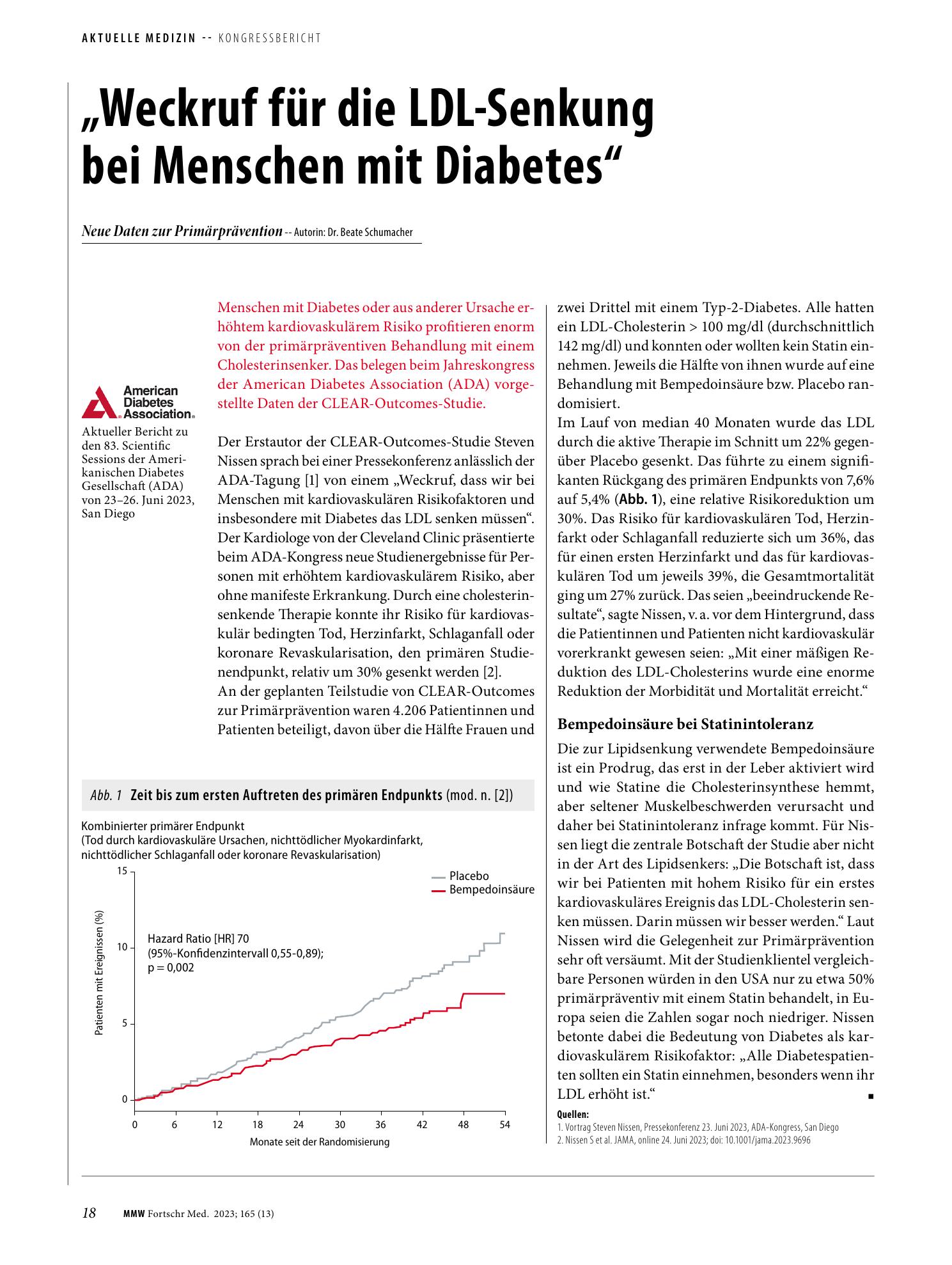 Vorschauseite 1: "Weckruf für die LDL-Senkung bei Menschen mit Diabetes"