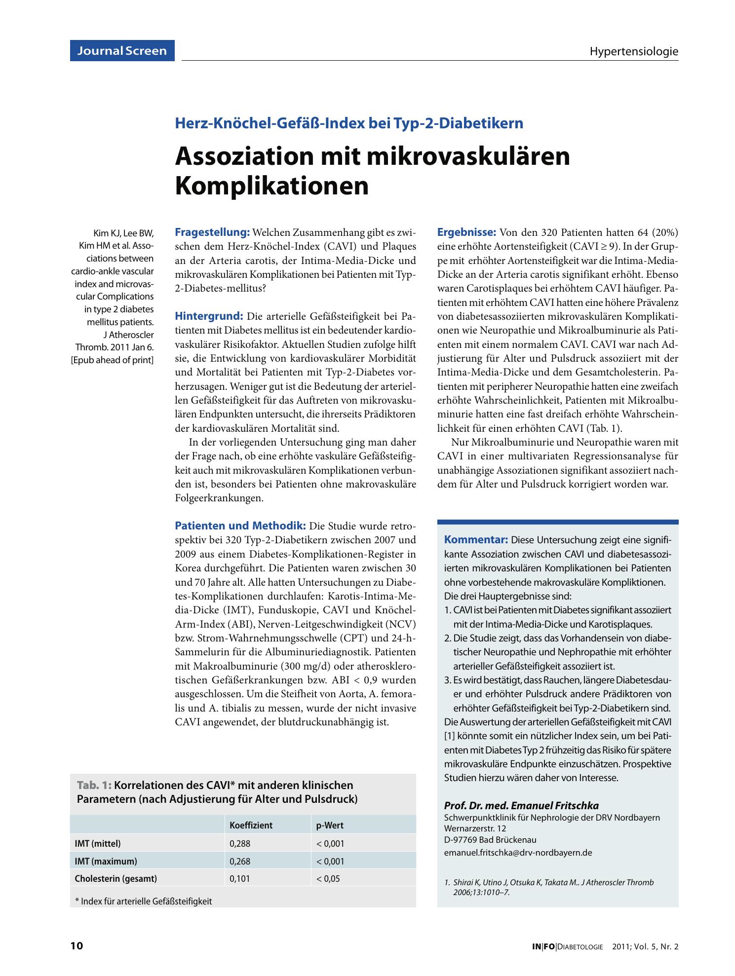 Vorschauseite 1: Assoziation mit mikrovaskulären Komplikationen