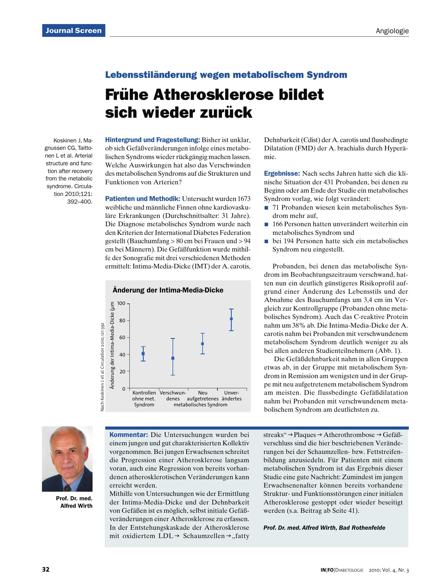 Vorschauseite 1: Frühe Atherosklerose bildet sich wieder zurück