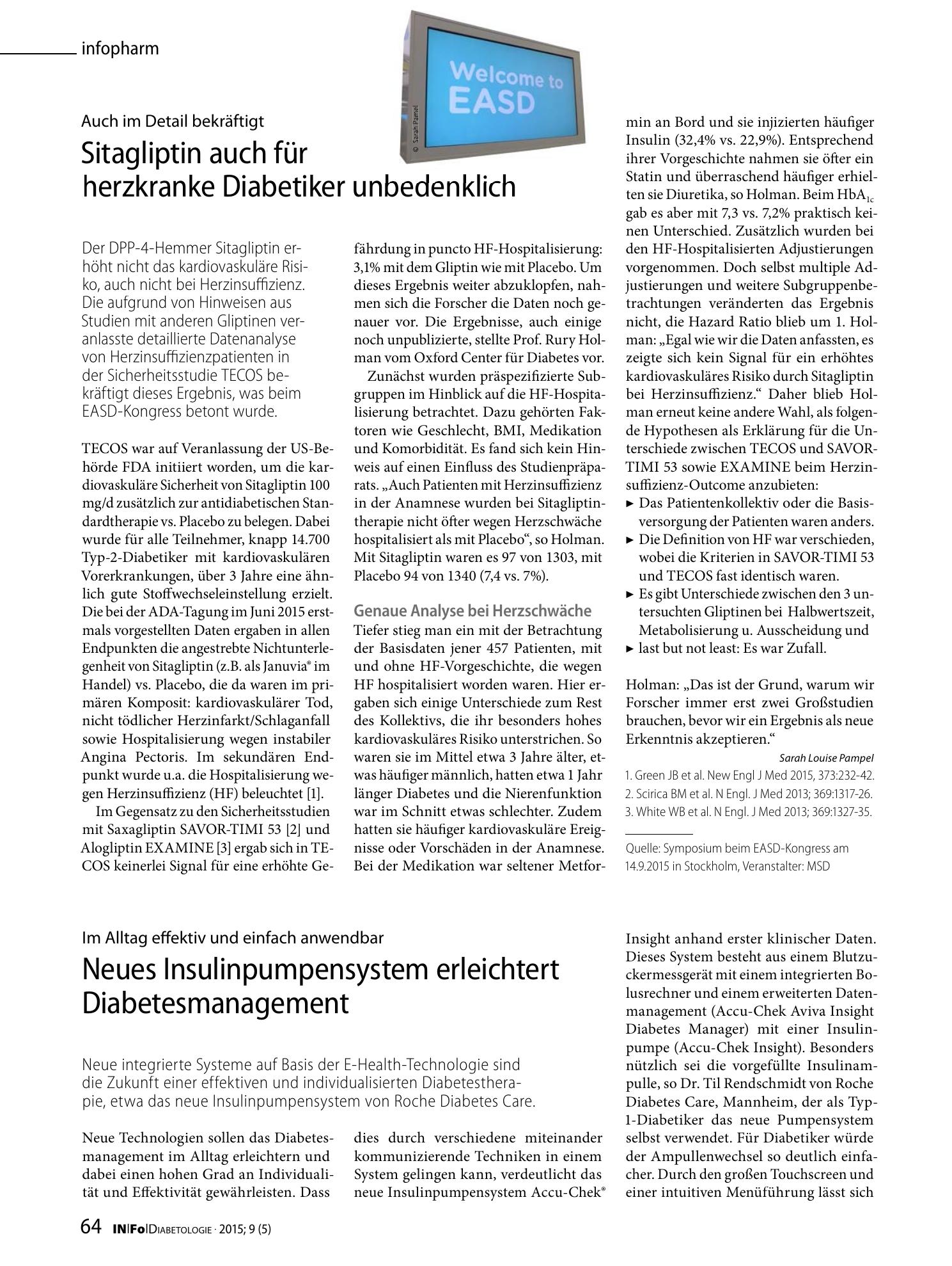 Vorschauseite 1: Sitagliptin auch für herzkranke Diabetiker unbedenklich
