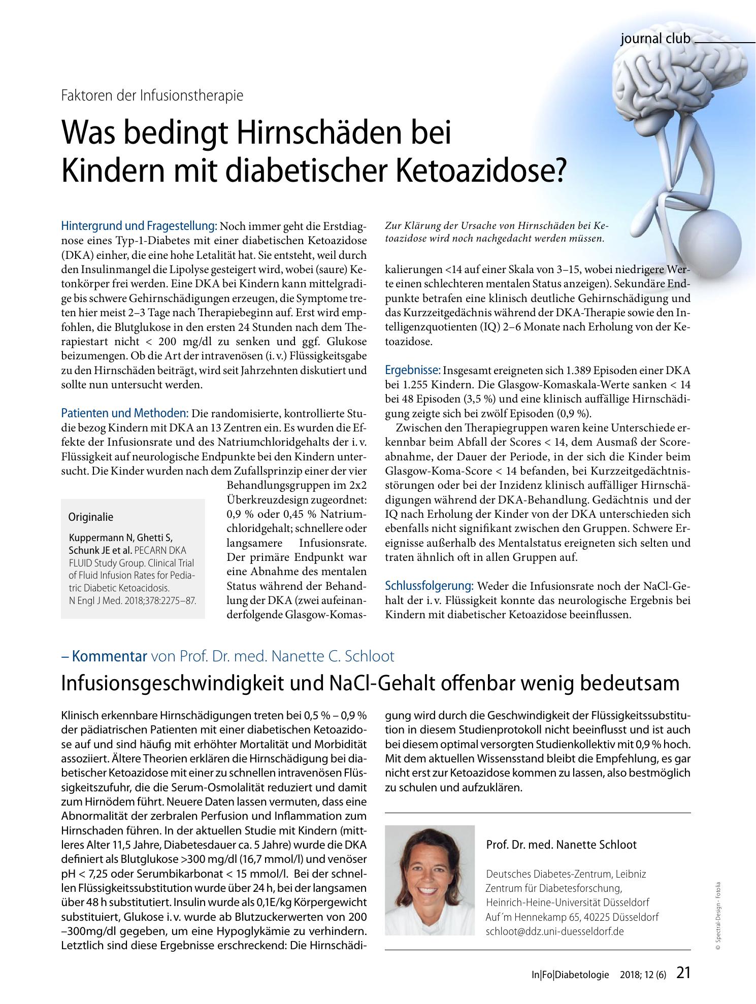 Vorschauseite 1: Was bedingt Hirnschäden bei Kindern mit diabetischer Ketoazidose?