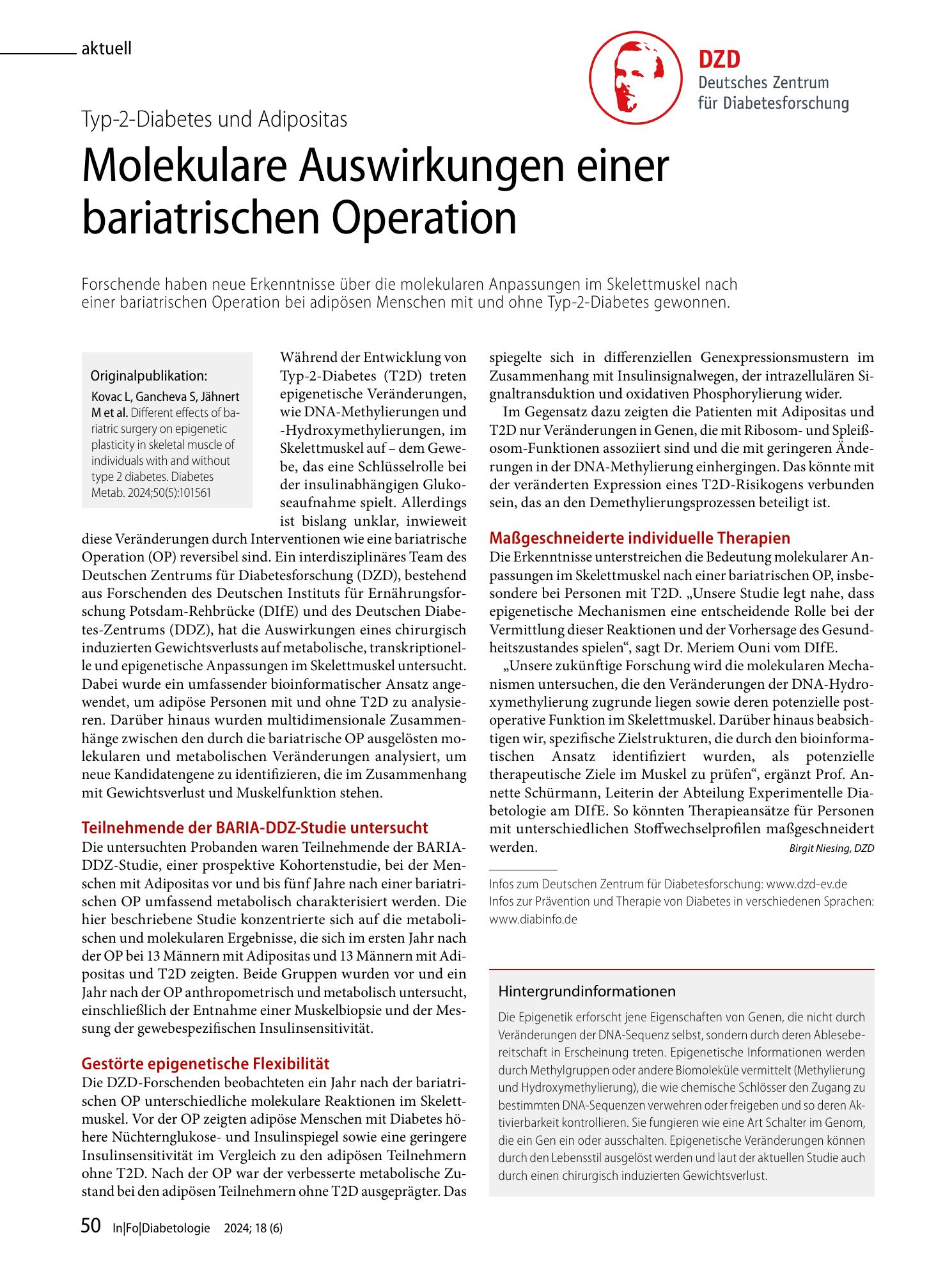 Vorschauseite 1: Molekulare Auswirkungen einer bariatrischen Operation