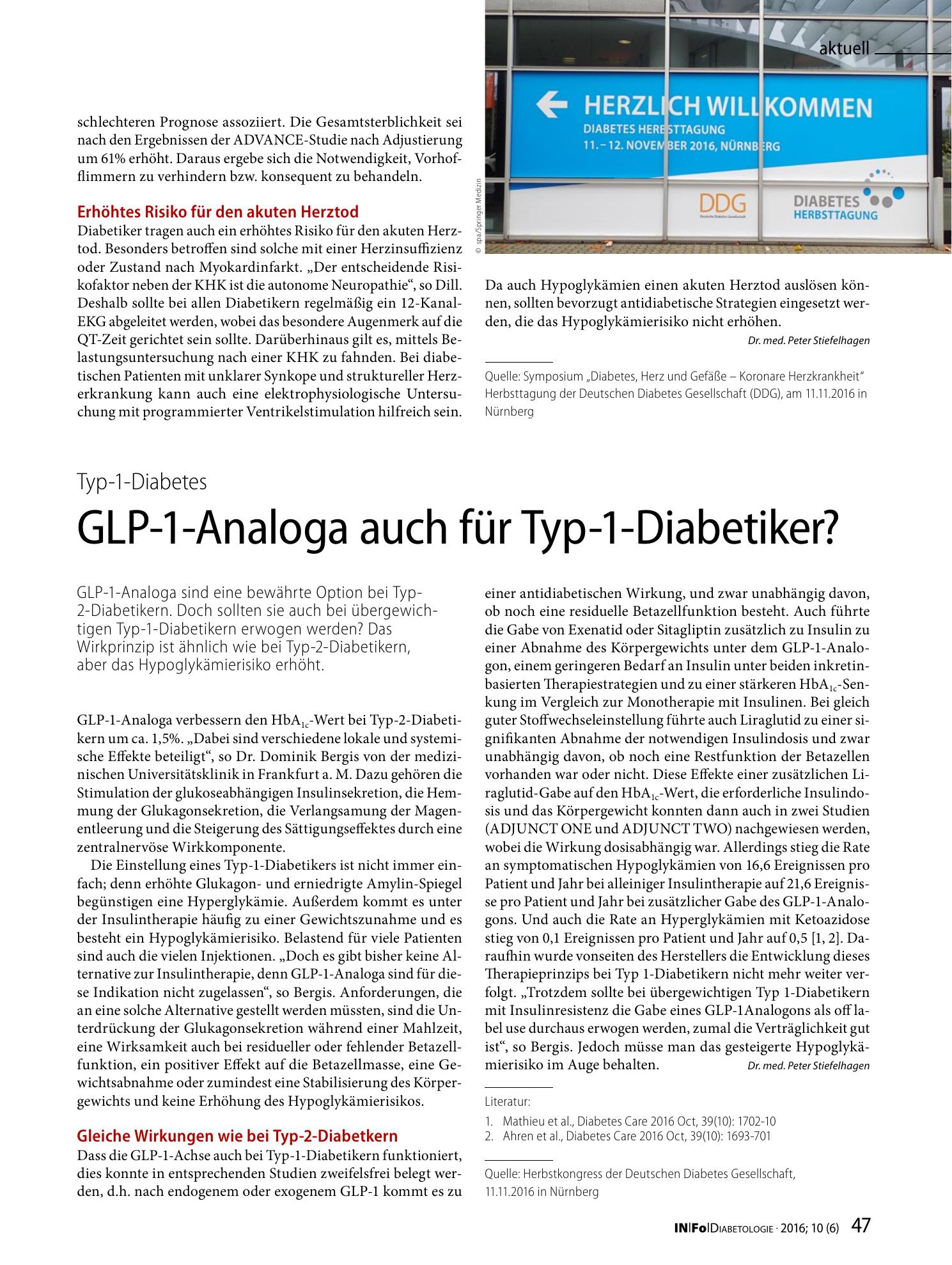Vorschauseite 1: GLP-1-Analoga auch für Typ-1-Diabetiker?