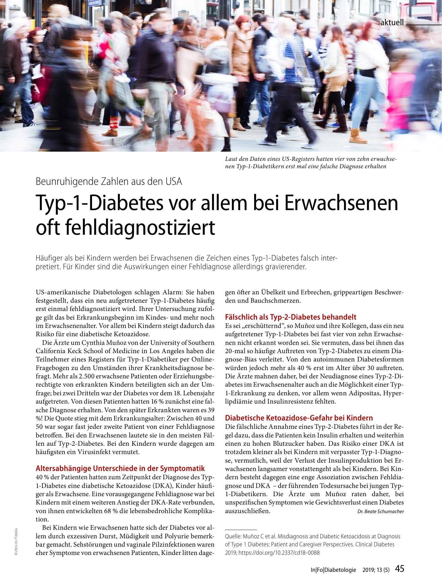 Vorschauseite 1: Typ-1-Diabetes vor allem bei Erwachsenen oft fehldiagnostiziert