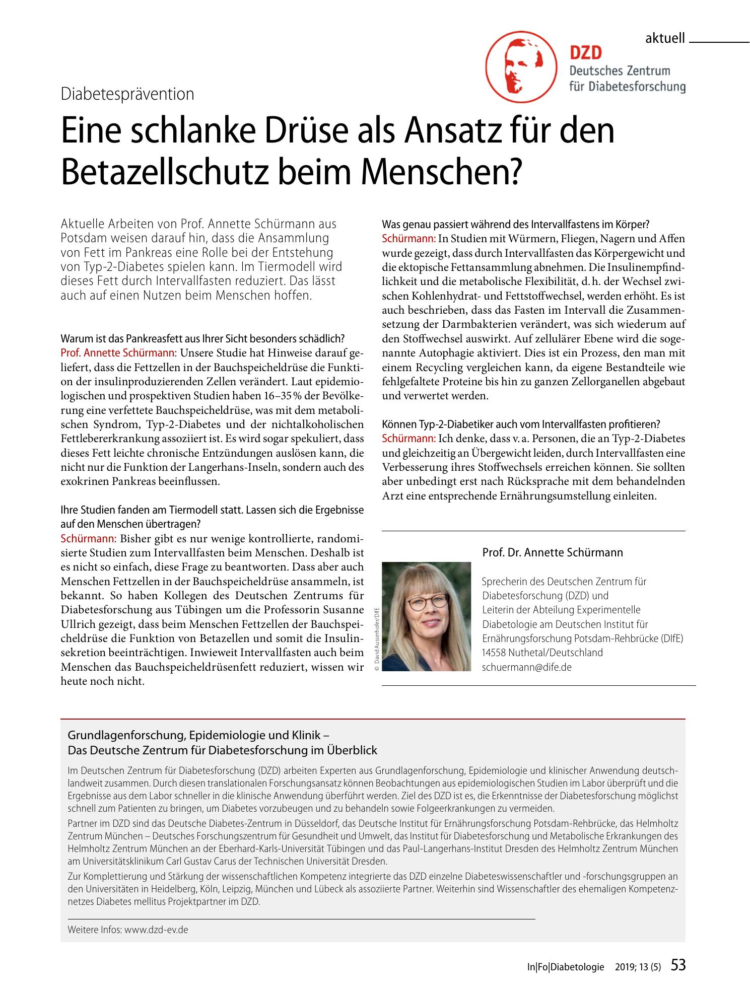Vorschauseite 1: Eine schlanke Drüse als Ansatz für den Betazellschutz beim Menschen?