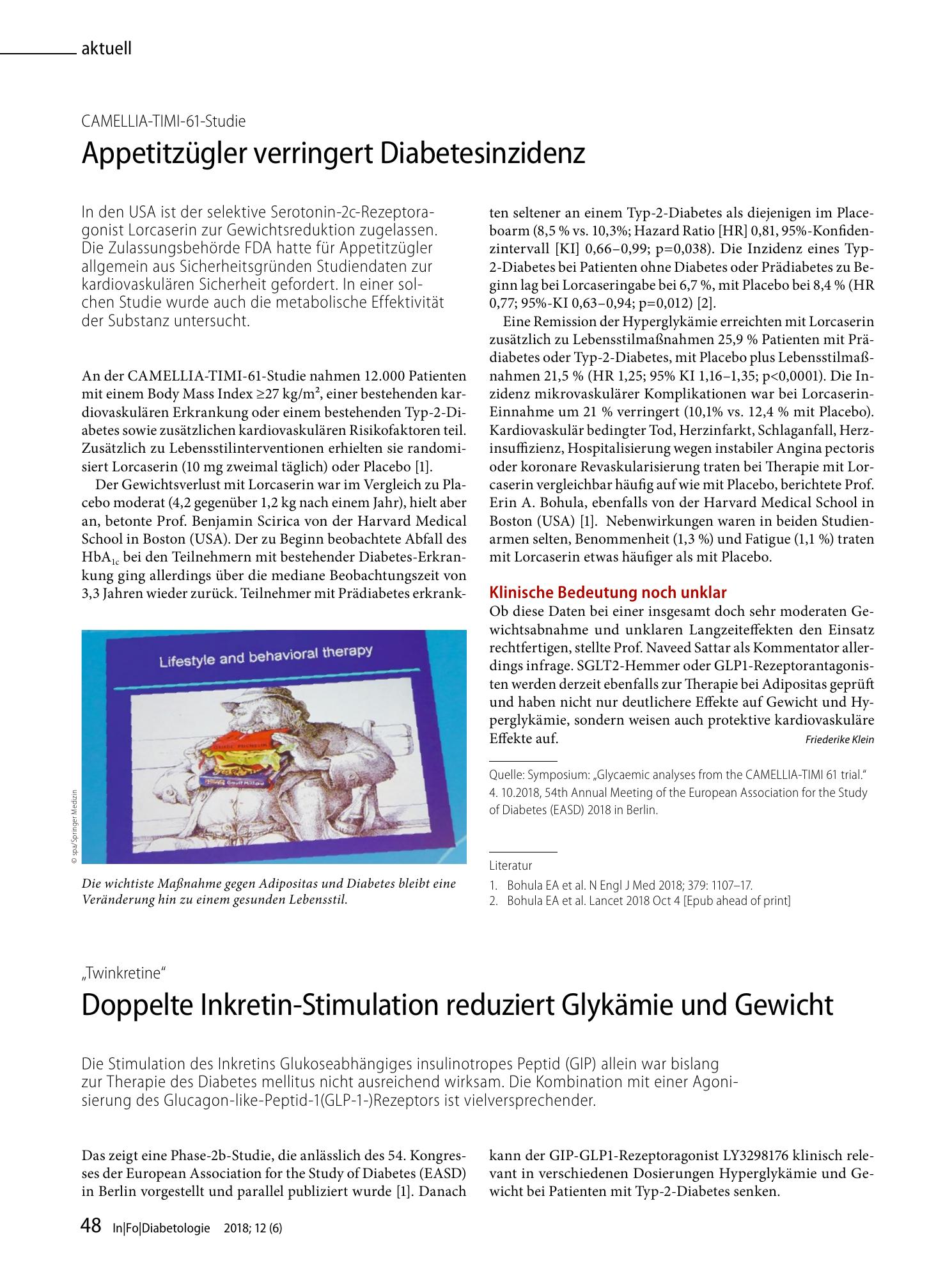 Vorschauseite 1: Appetitzügler verringert Diabetesinzidenz
