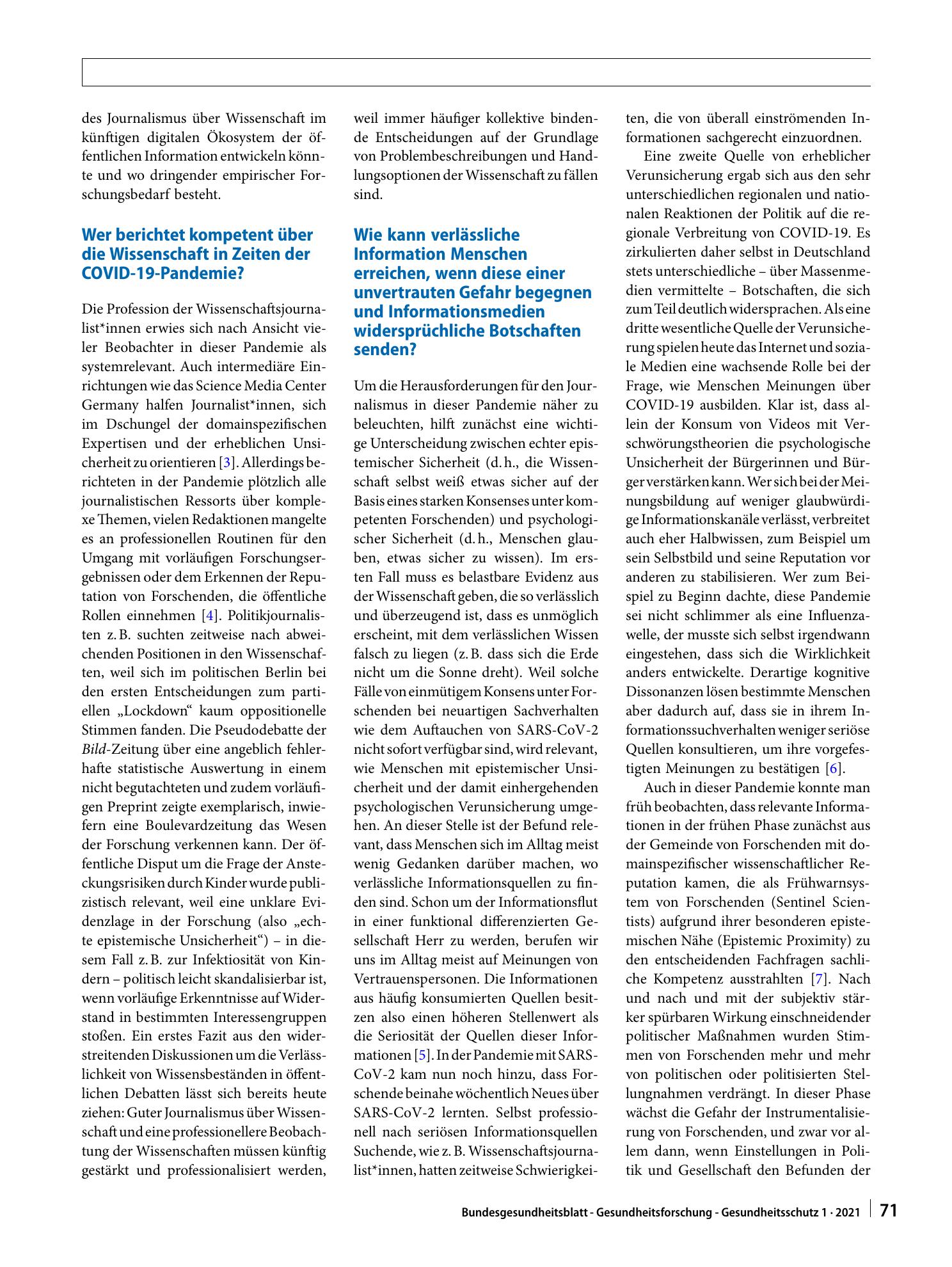 Vorschauseite 2: Herausforderungen für den Journalismus über Wissenschaft in der Coronapandemie – erste Beobachtungen zu einem Weltereignis