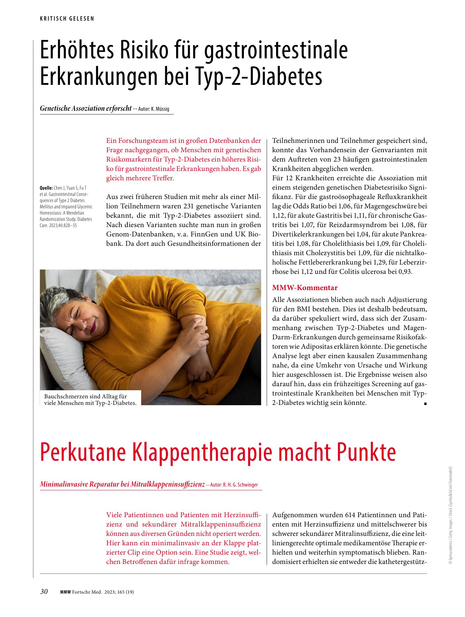 Vorschauseite 1: Erhöhtes Risiko für gastrointestinale Erkrankungen bei Typ-2-Diabetes