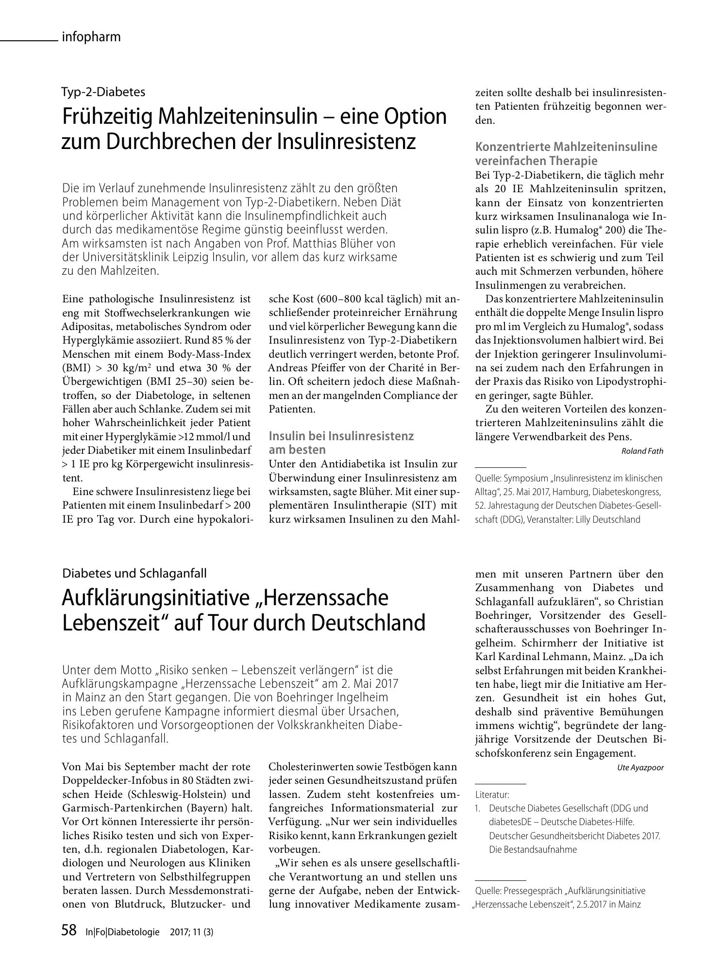 Vorschauseite 1: Frühzeitig Mahlzeiteninsulin – eine Option zum Durchbrechen der Insulinresistenz