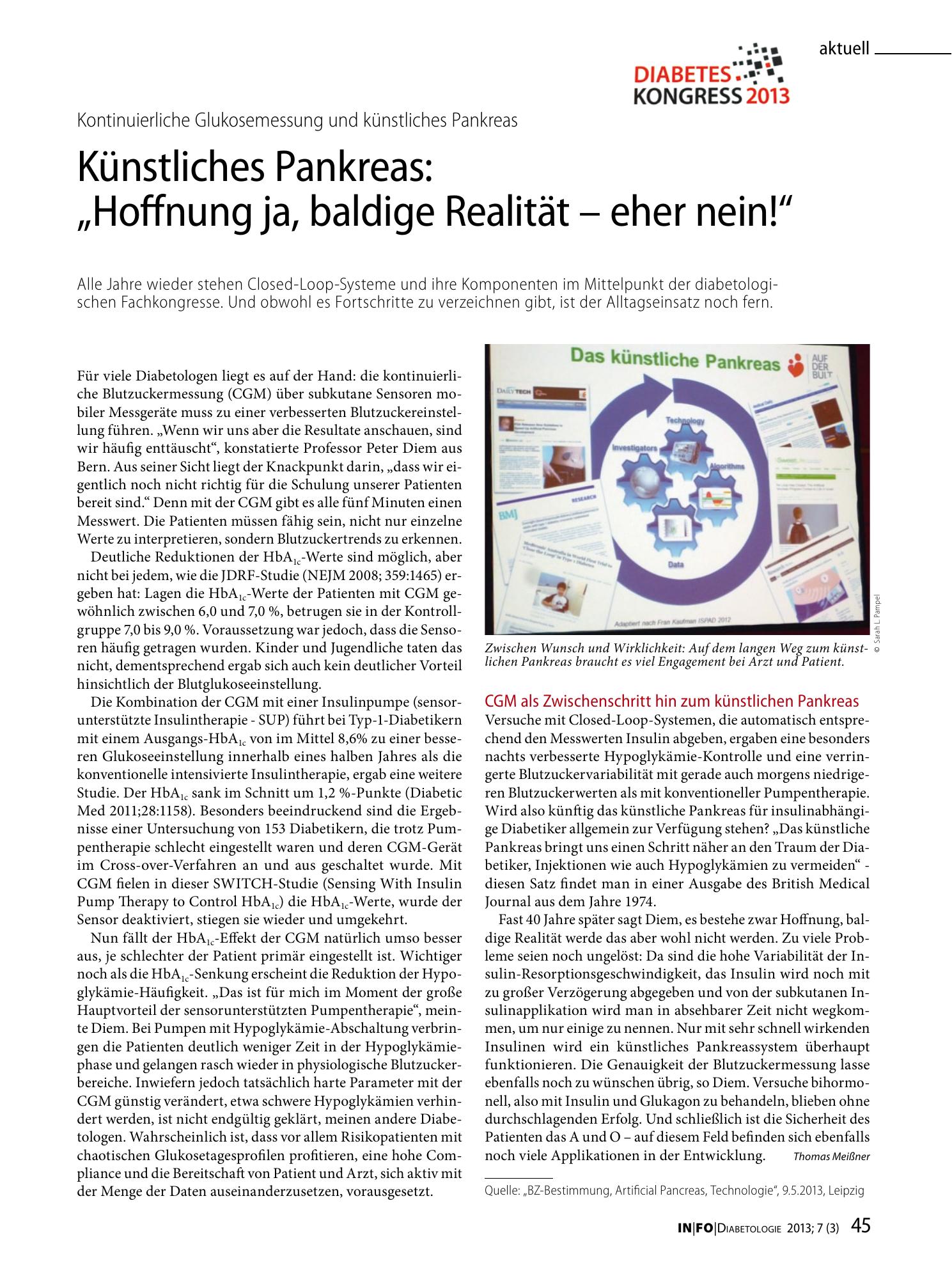Vorschauseite 1: Künstliches Pankreas: „Hoffnung ja, baldige Realität — eher nein!“