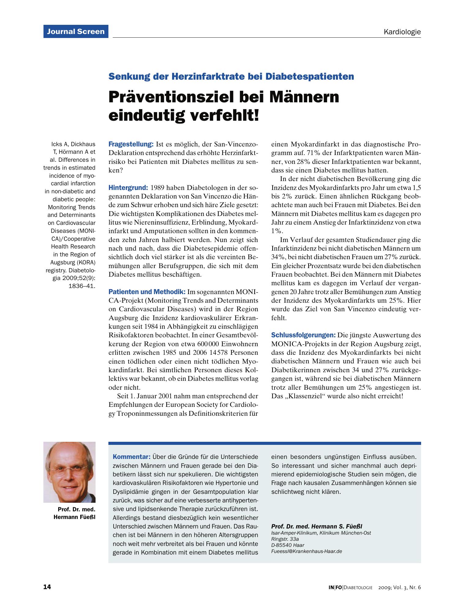 Vorschauseite 1: Präventionsziel bei Männern eindeutig verfehlt!