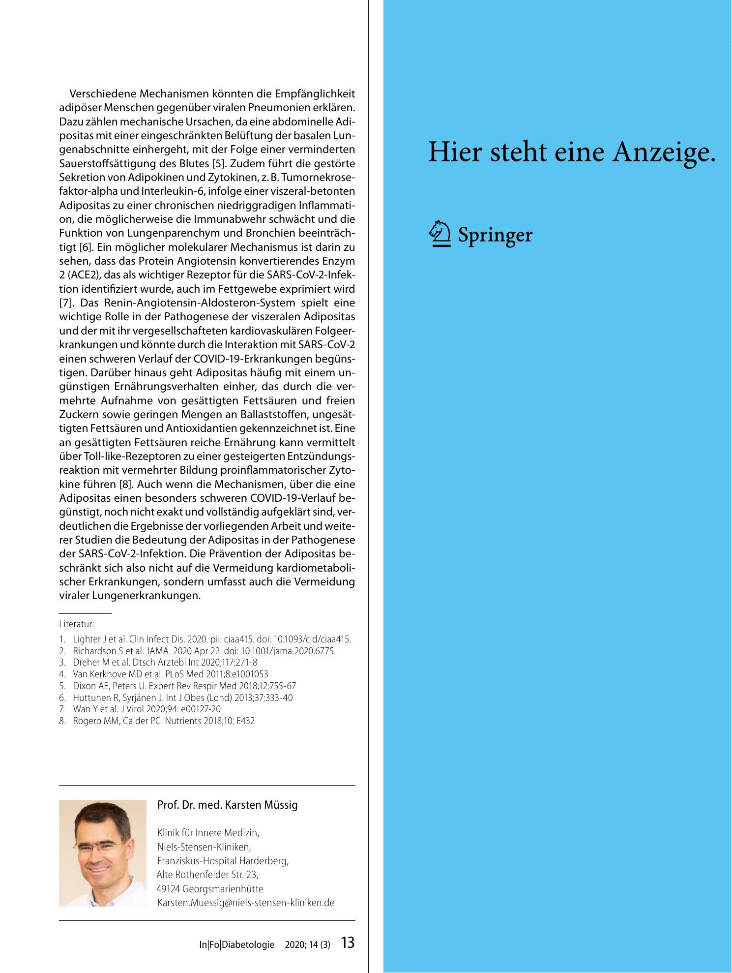 Vorschauseite 2: Adipositas begünstigt einen schweren COVID-19-Verlauf