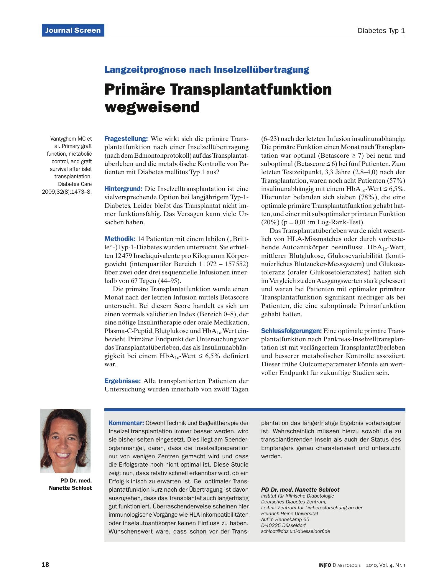Vorschauseite 1: Primäre Transplantatfunktion wegweisend