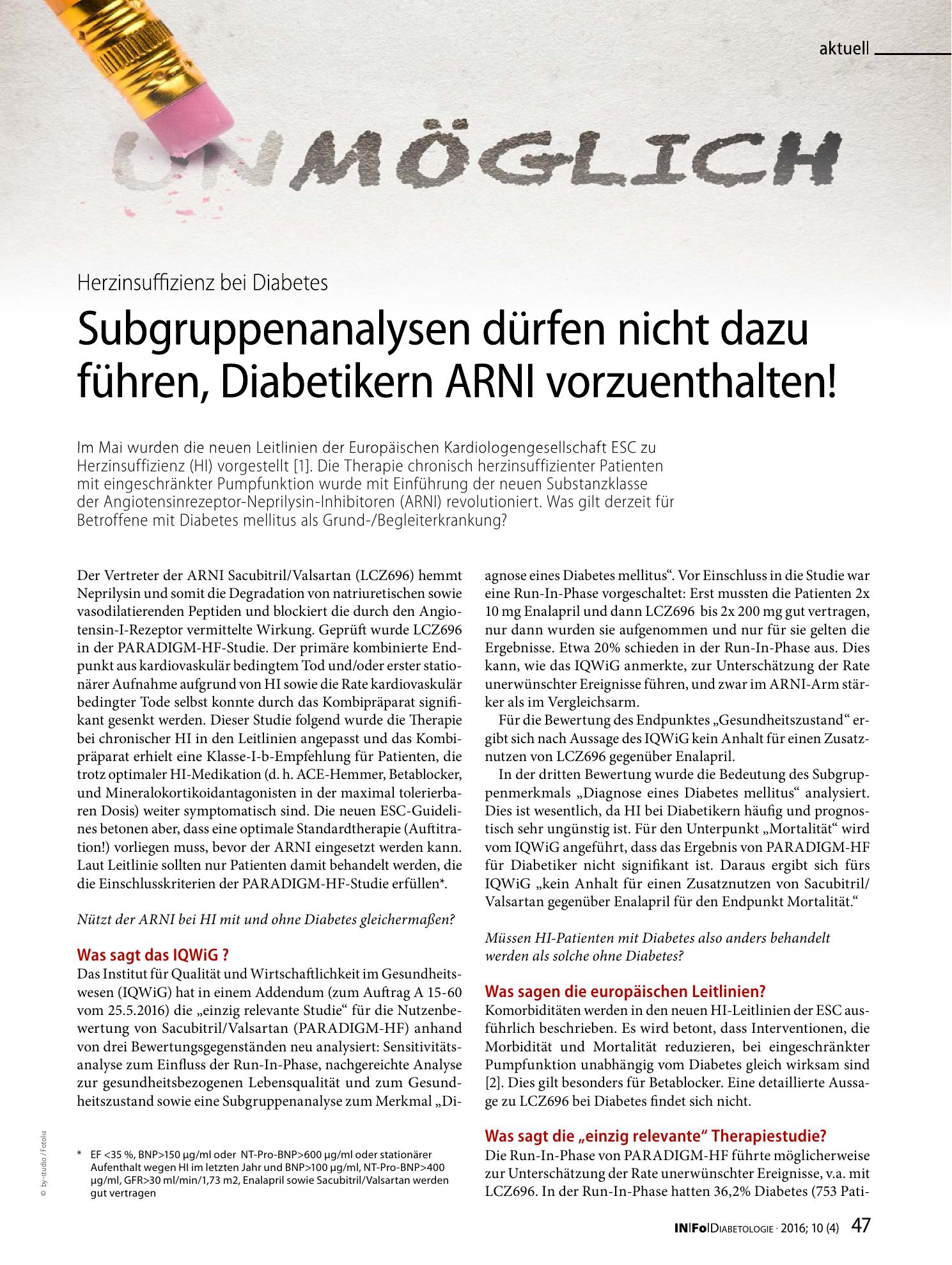 Vorschauseite 1: Subgruppenanalysen dürfen nicht dazu führen, Diabetikern ARNI vorzuenthalten!